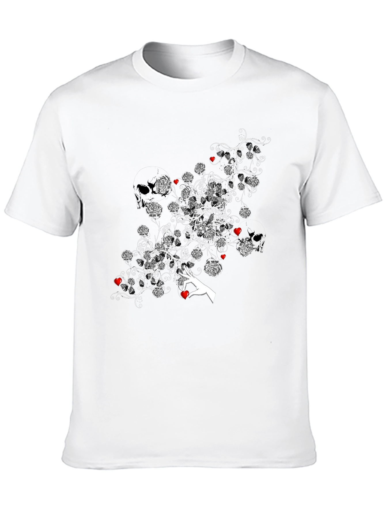 Floral Heart Tee - Stylish Black Graphic T-Shirt