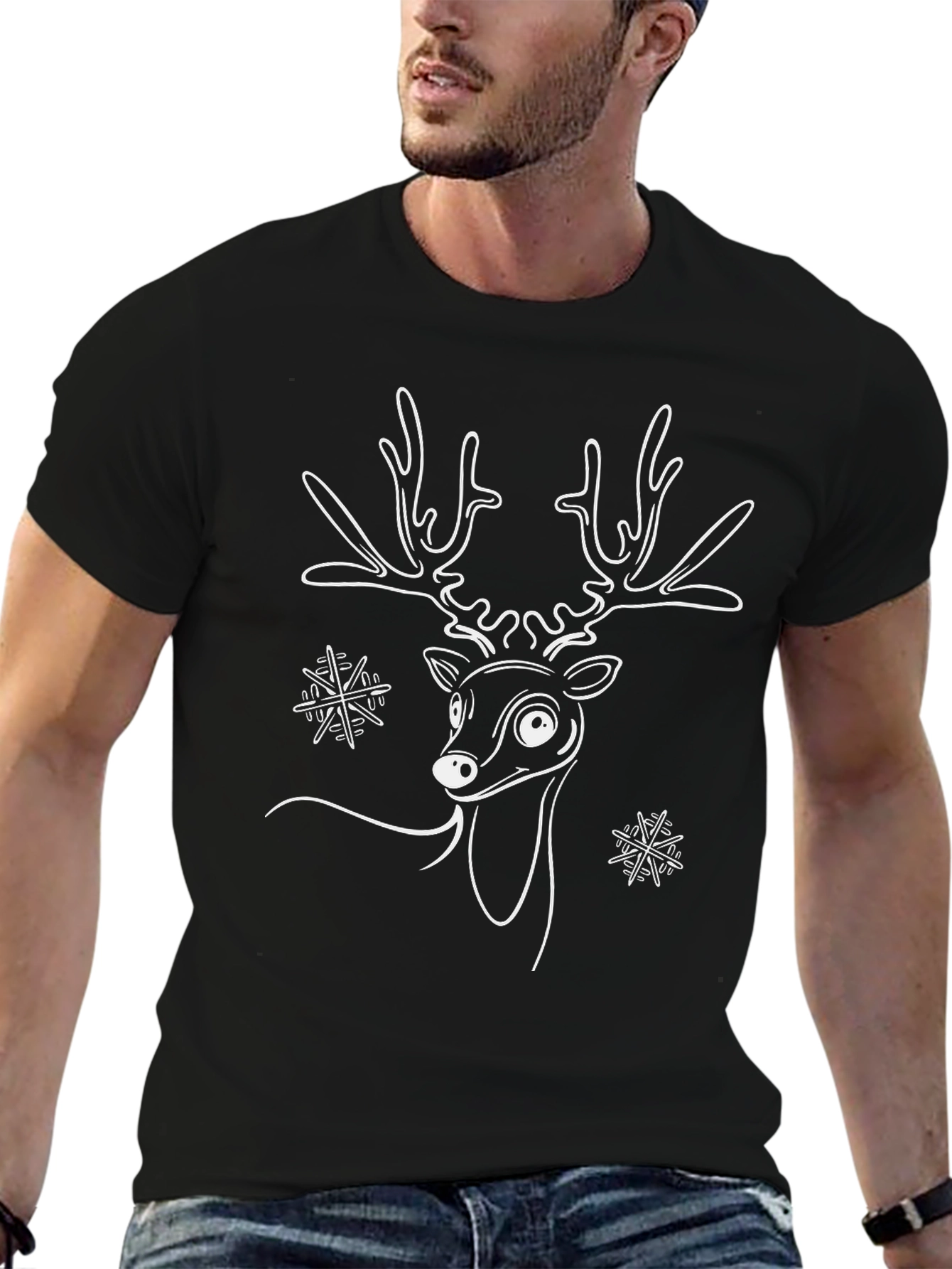 Whimsical Reindeer Graphic Tee - Holiday Fun