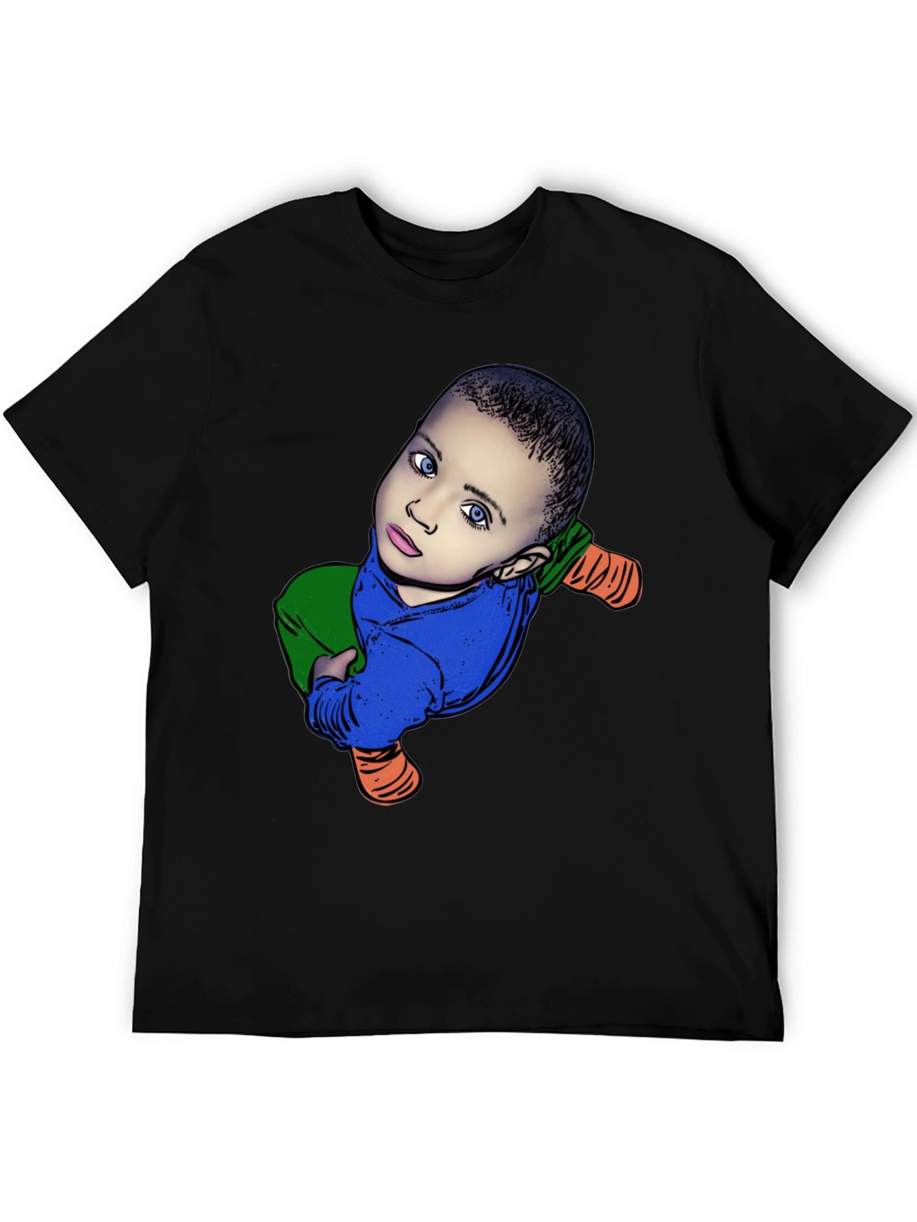 Baby Cartoon Graphic Black T-Shirt