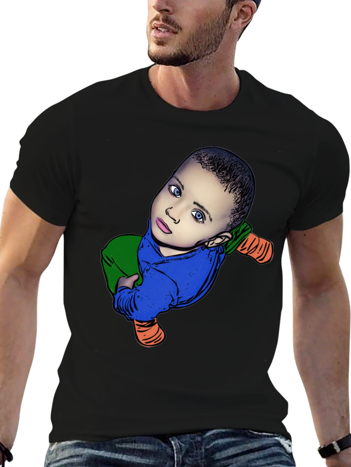 Baby Cartoon Graphic Black T-Shirt