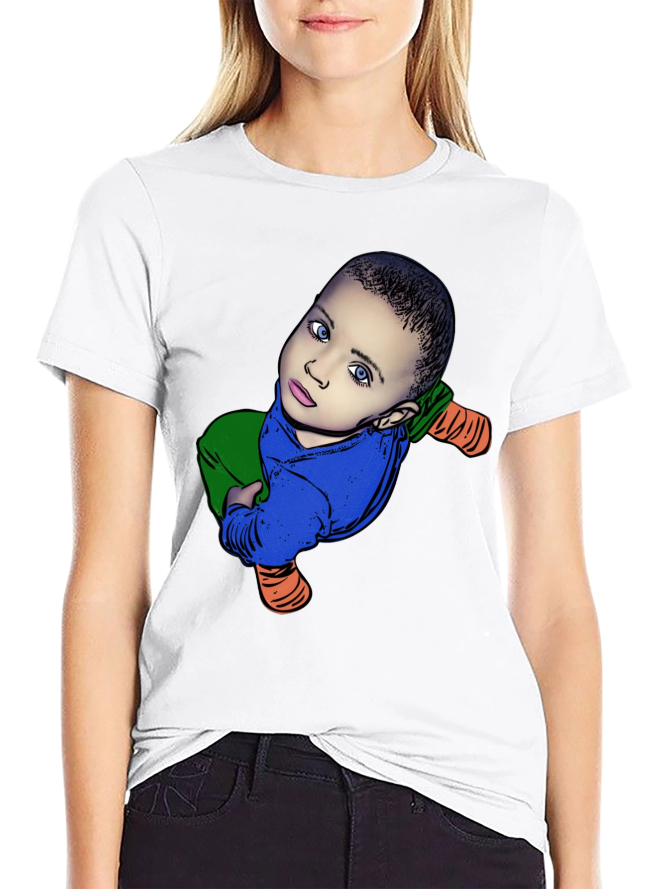 Baby Cartoon Graphic Black T-Shirt