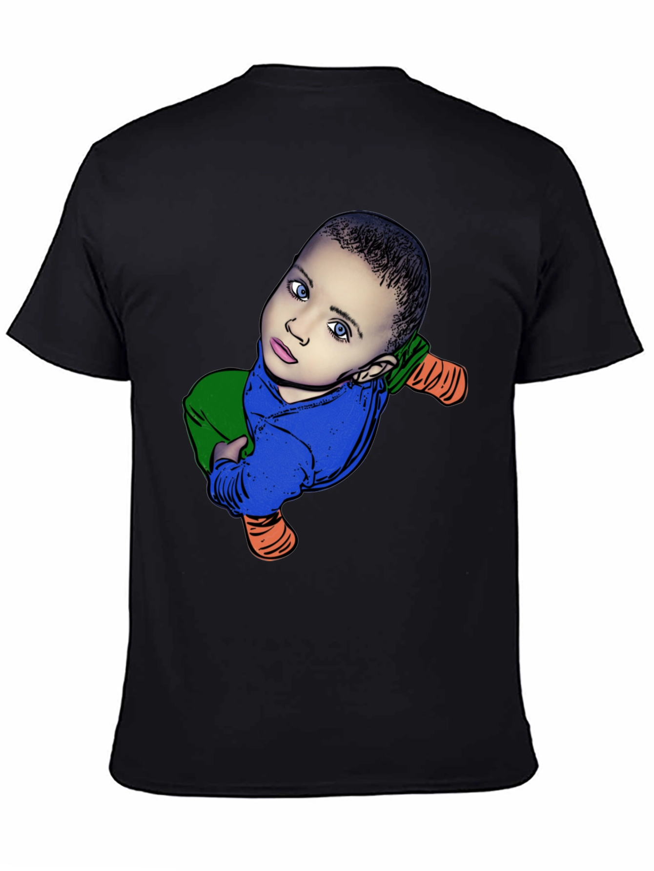 Baby Cartoon Graphic Black T-Shirt