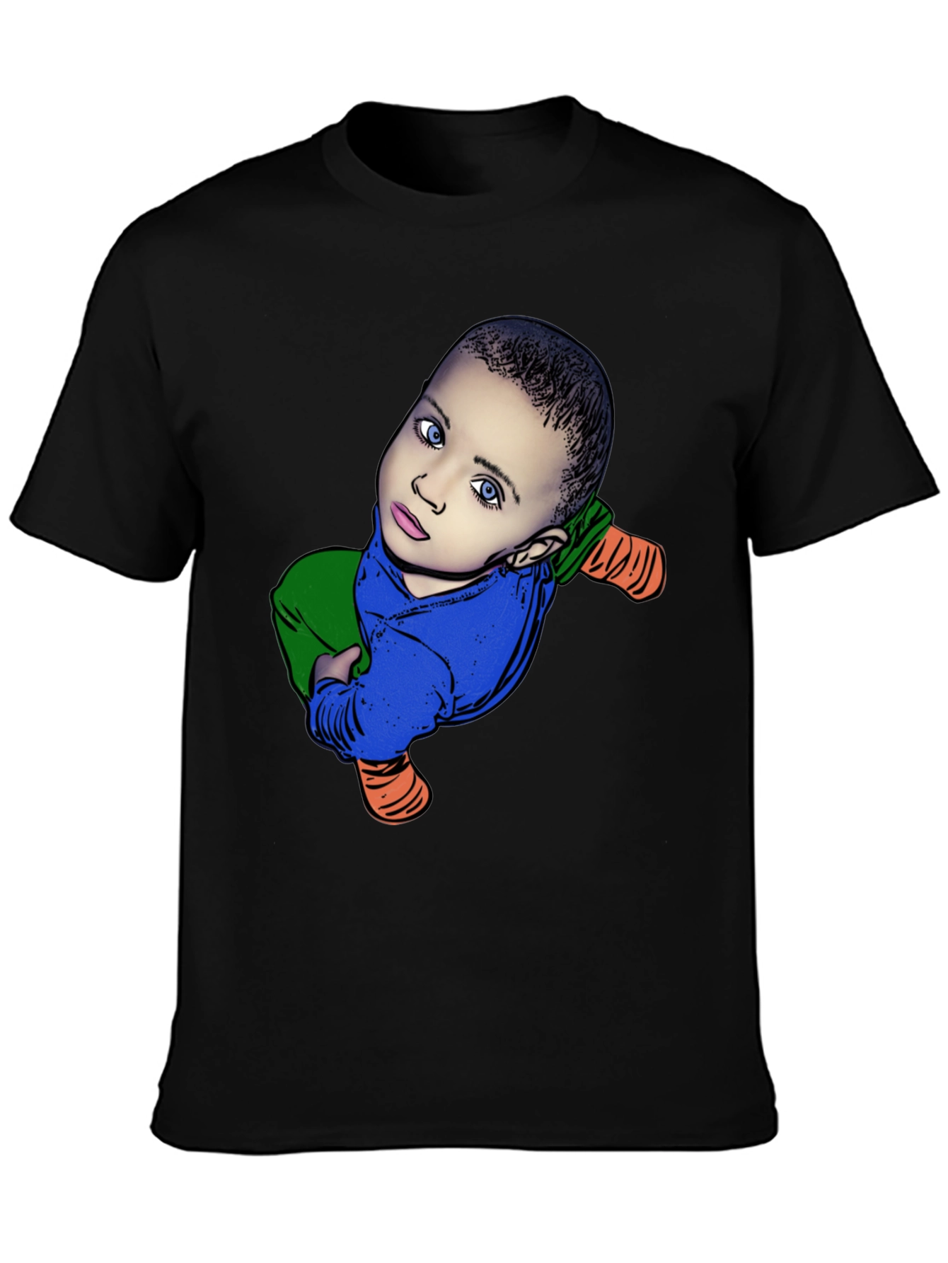 Baby Cartoon Graphic Black T-Shirt