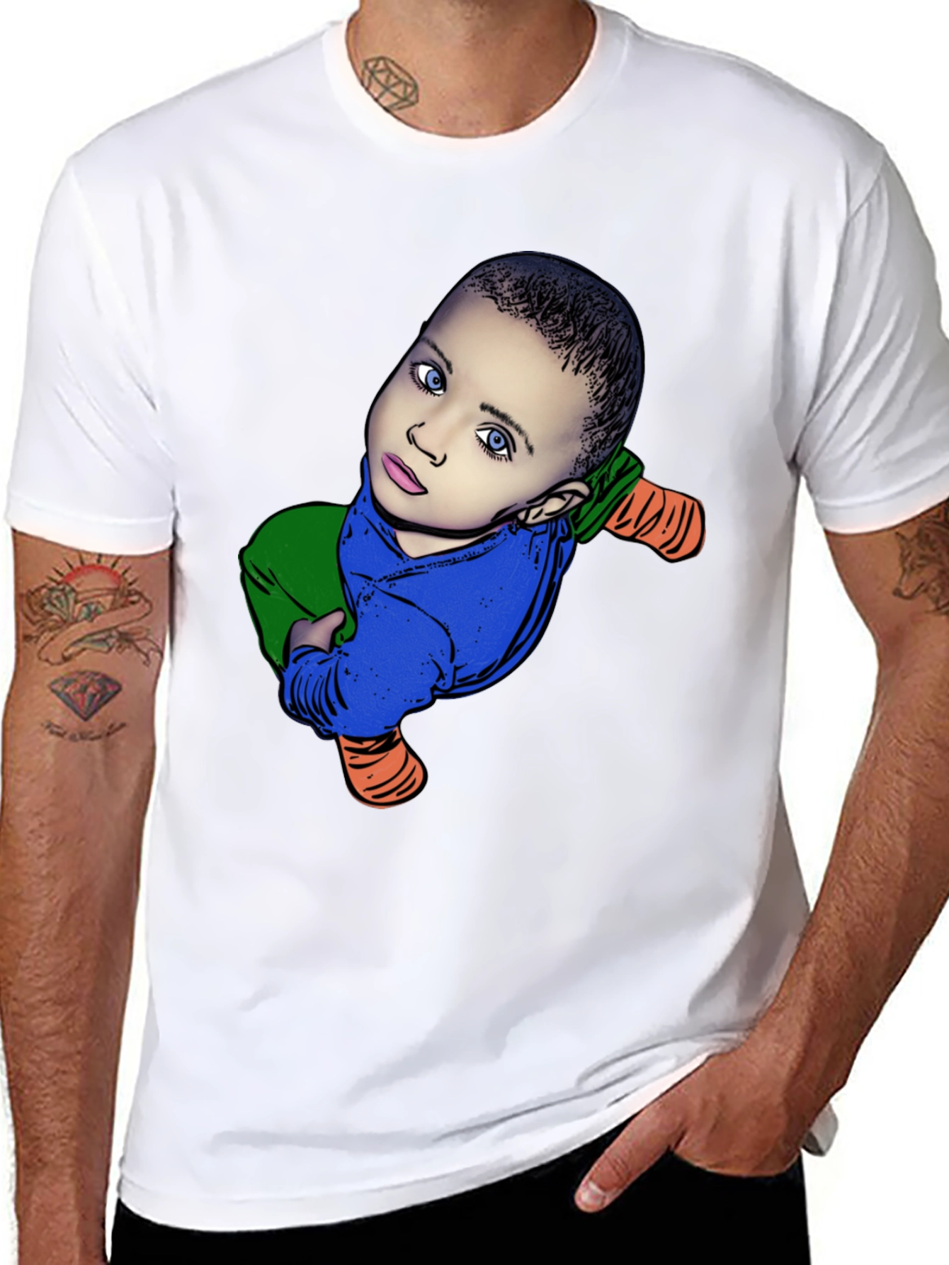 Baby Cartoon Graphic Black T-Shirt