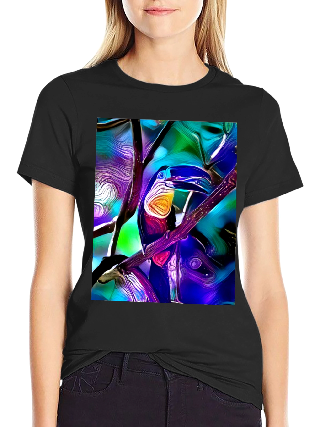 Tropical Toucan Graphic Tee - Vivid Artistic Design