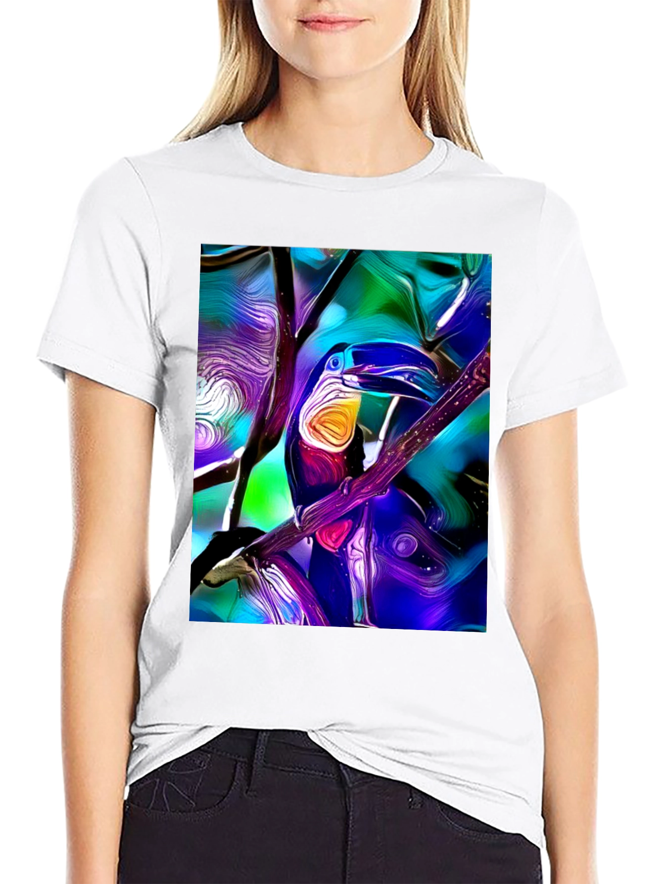 Tropical Toucan Graphic Tee - Vivid Artistic Design