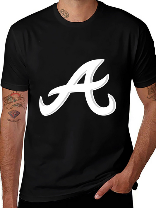 Stylish Black Tee with Script A Design
