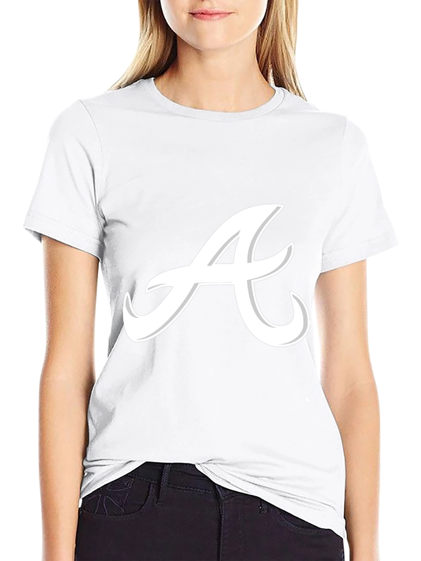 Stylish Black Tee with Script A Design