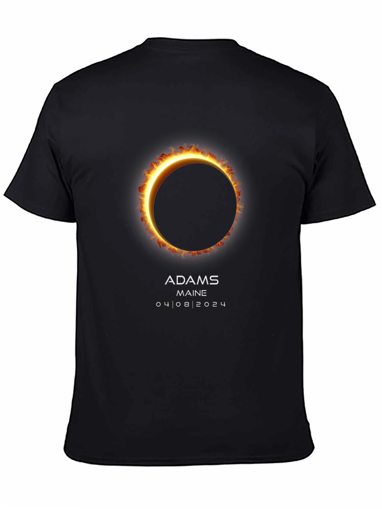 Solar Eclipse Adams Maine 04 08 2024 Black T-Shirt