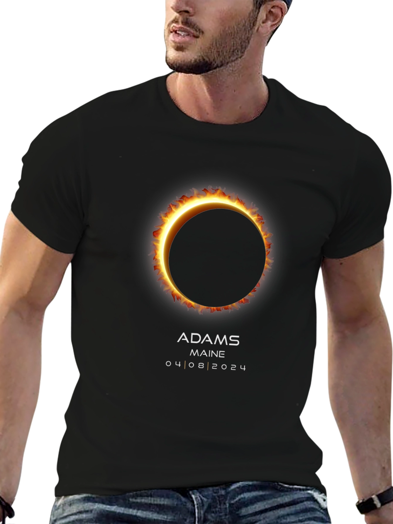 Solar Eclipse Adams Maine 04 08 2024 Black T-Shirt