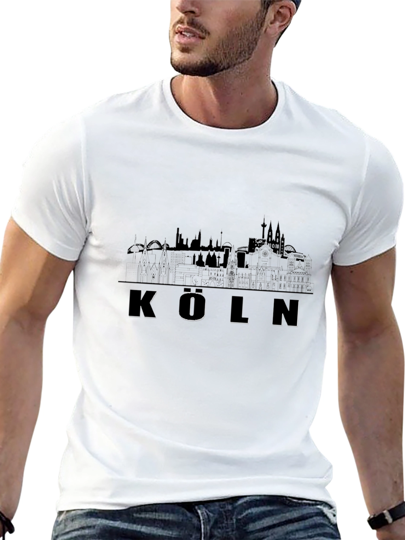 Köln City Skyline Black T-Shirt