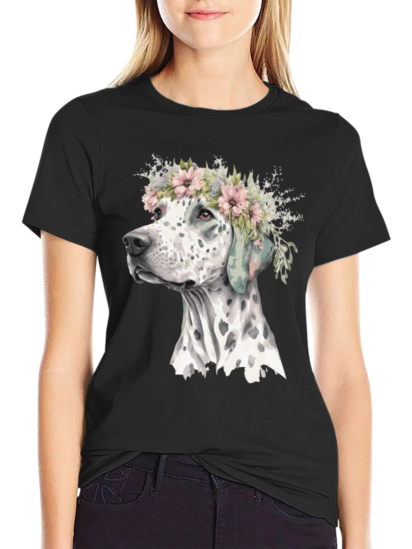 Dalmatian Dog Flower Crown T-Shirt