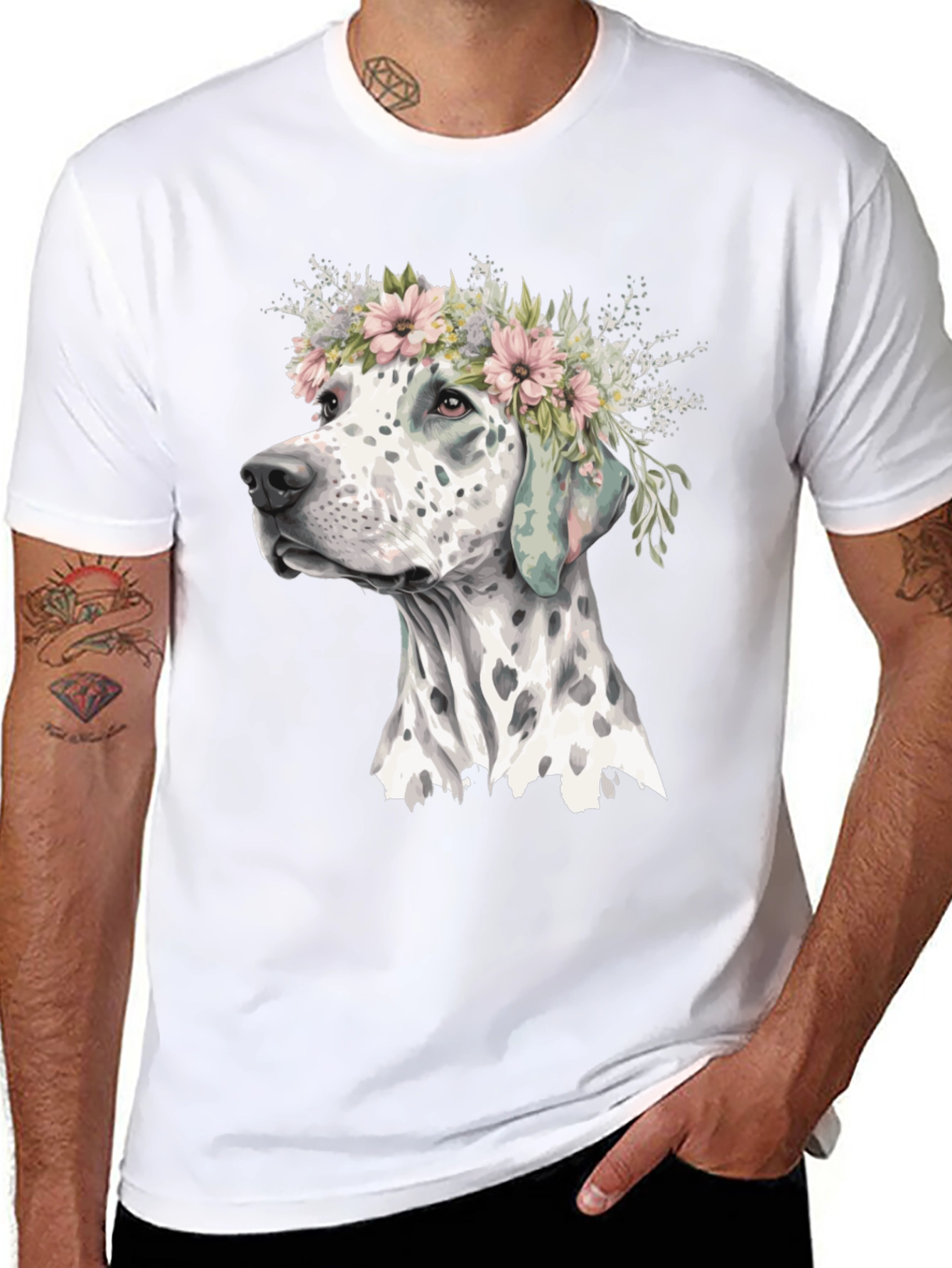 Dalmatian Dog Flower Crown T-Shirt