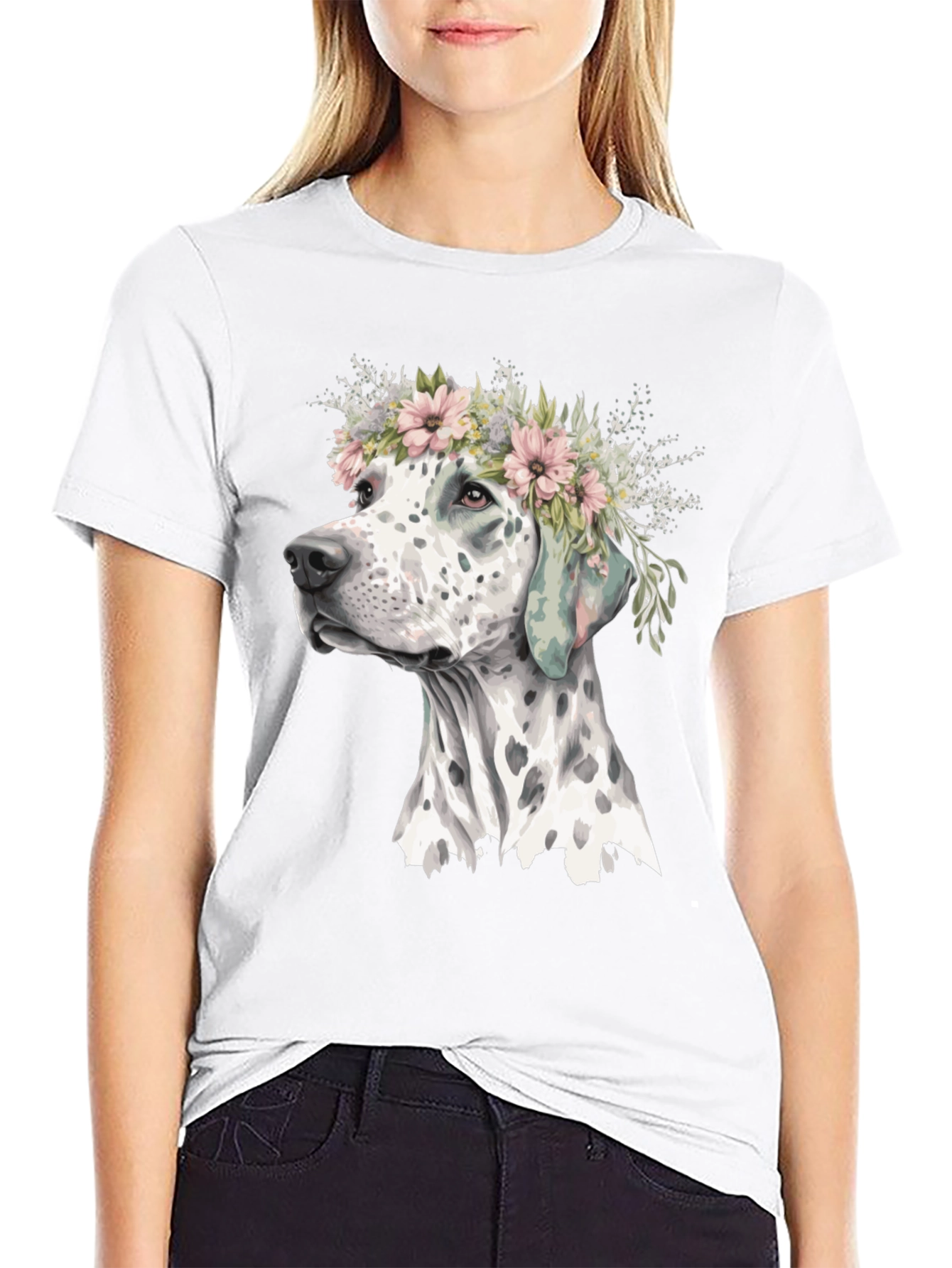 Dalmatian Dog Flower Crown T-Shirt