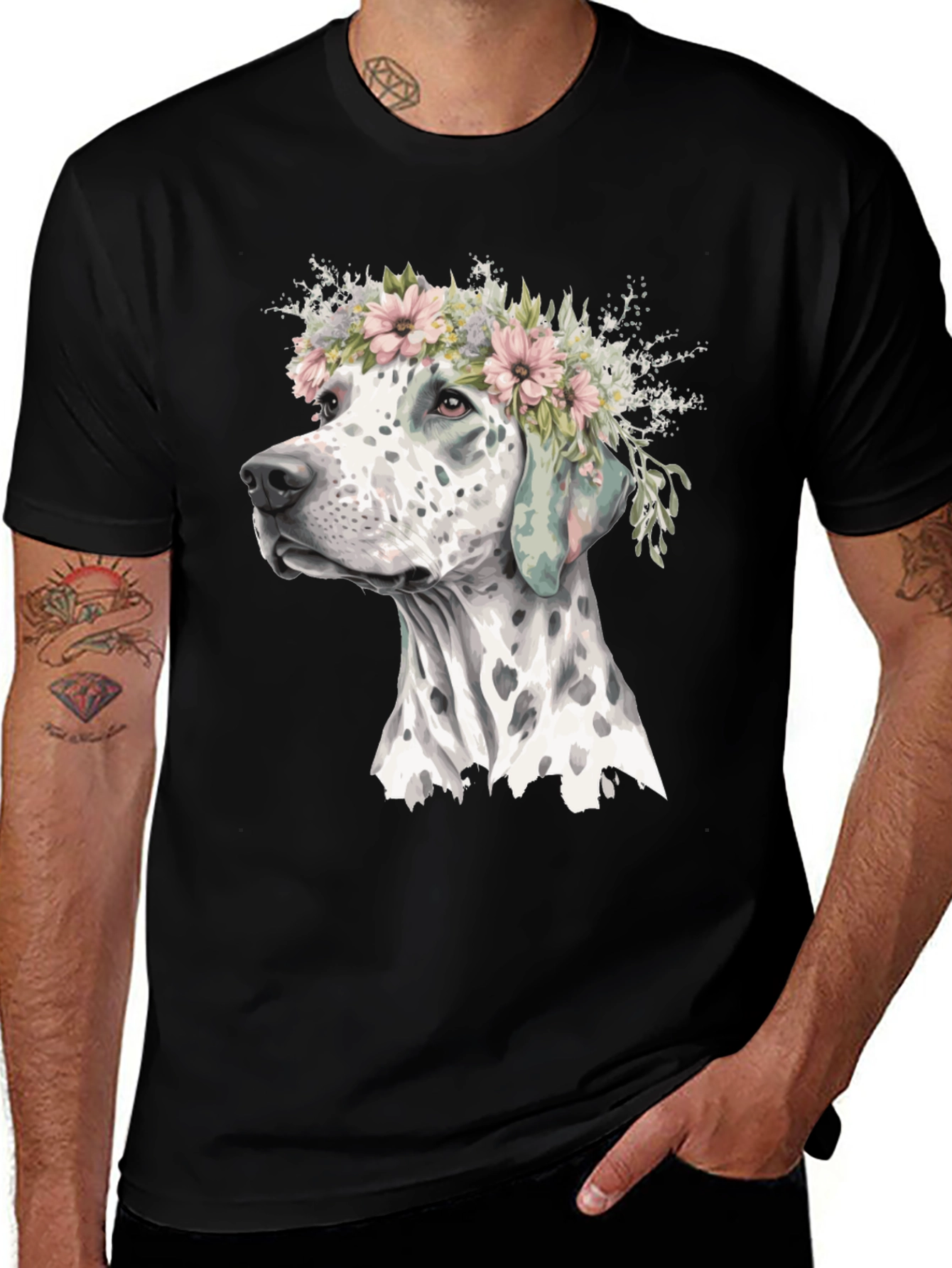 Dalmatian Dog Flower Crown T-Shirt