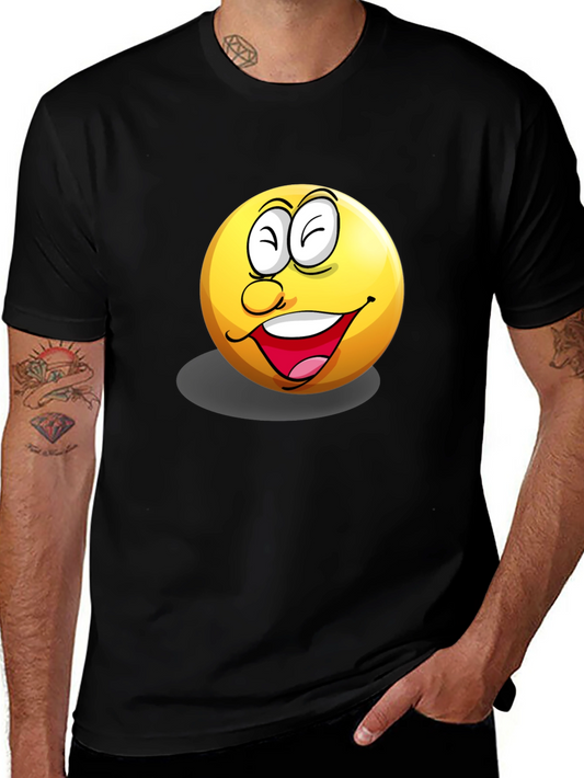 Happy Emoji Graphic Tee - Black Short Sleeve Shirt