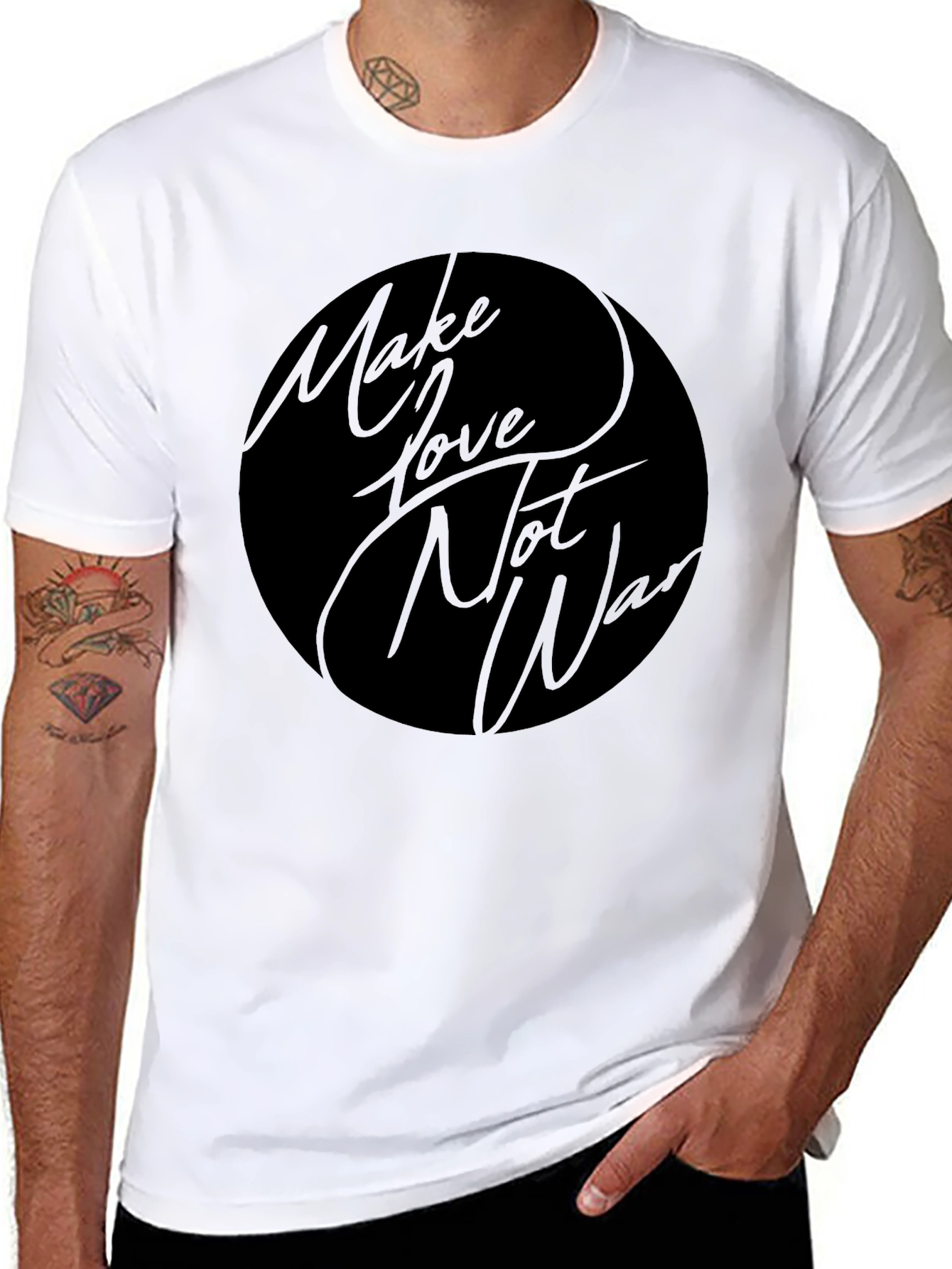 Make Love Not War Black Graphic T-Shirt