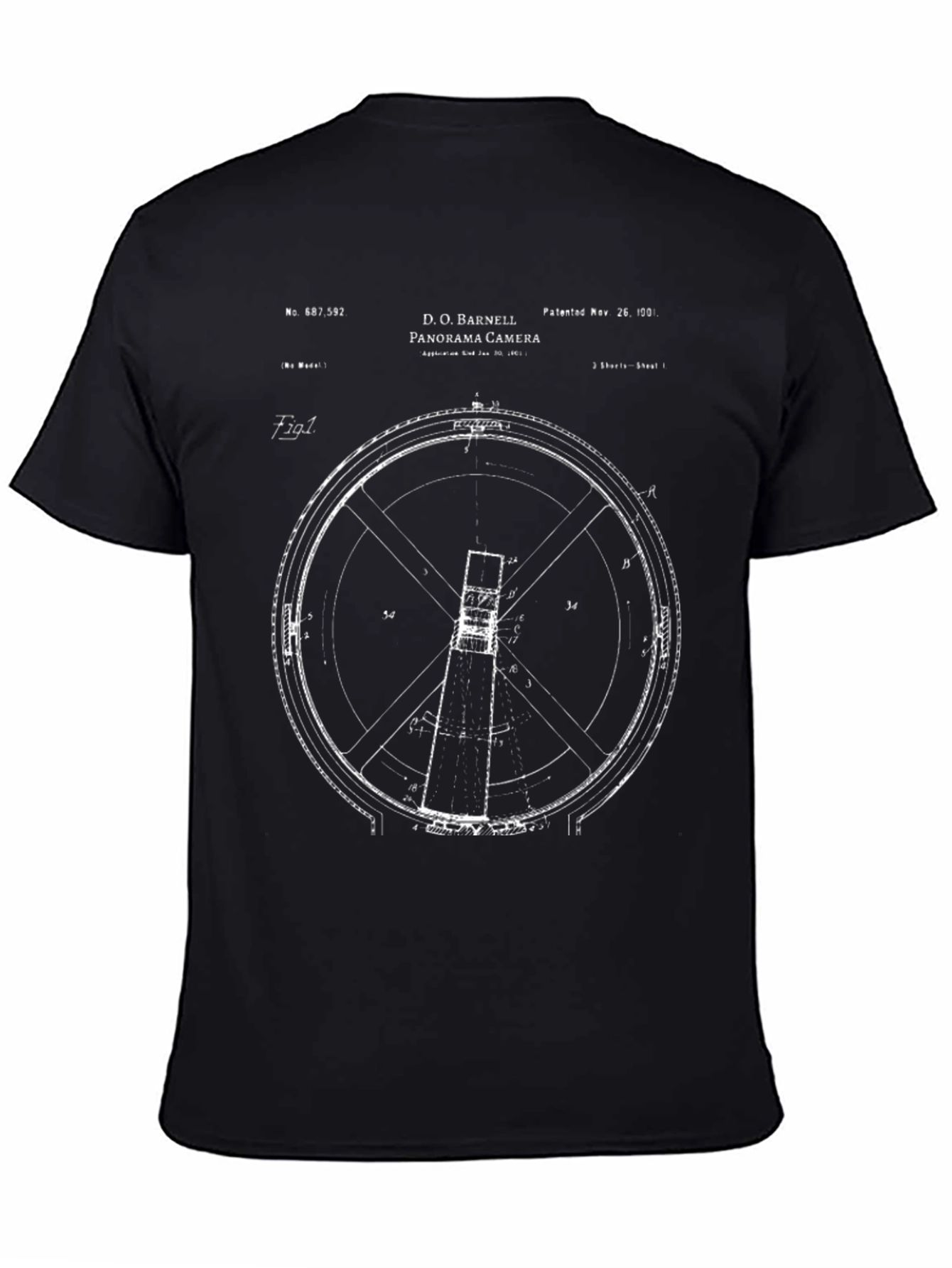 Panorama Camera Blueprint Graphic Tee - Black Cotton