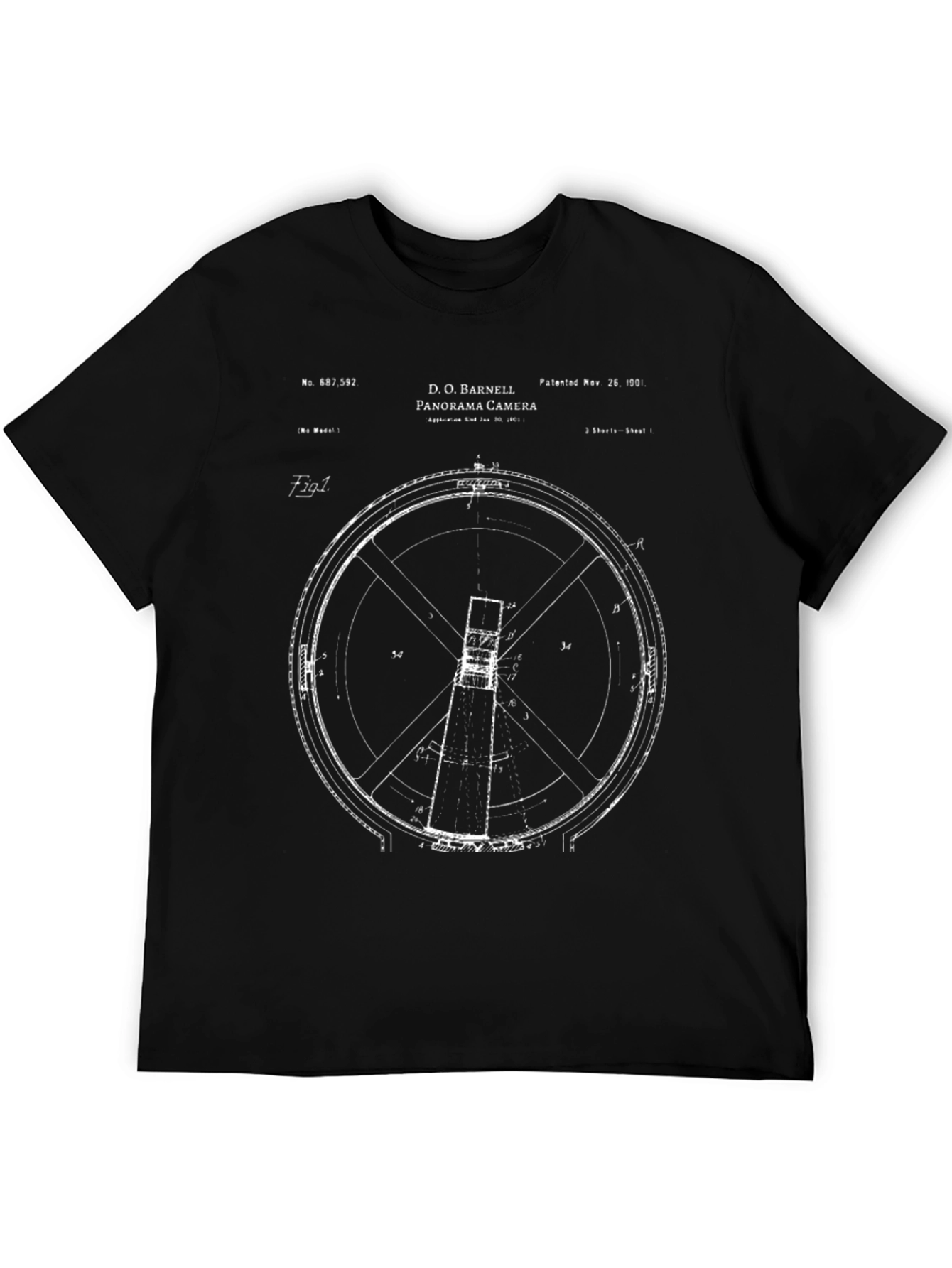 Panorama Camera Blueprint Graphic Tee - Black Cotton