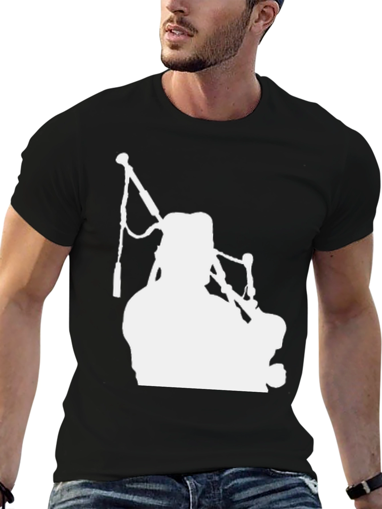 Bagpipe Silhouette T-Shirt - Black
