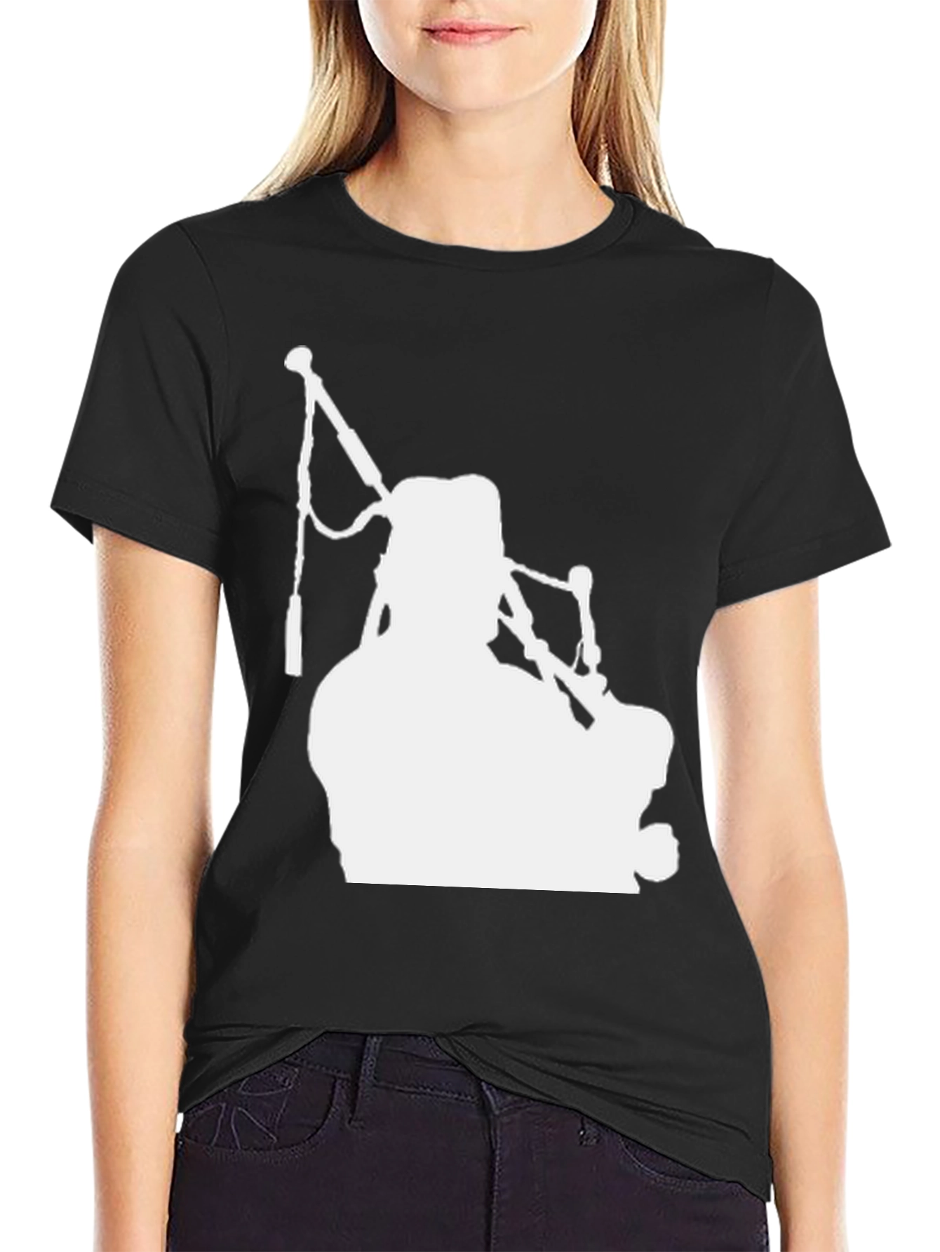 Bagpipe Silhouette T-Shirt - Black