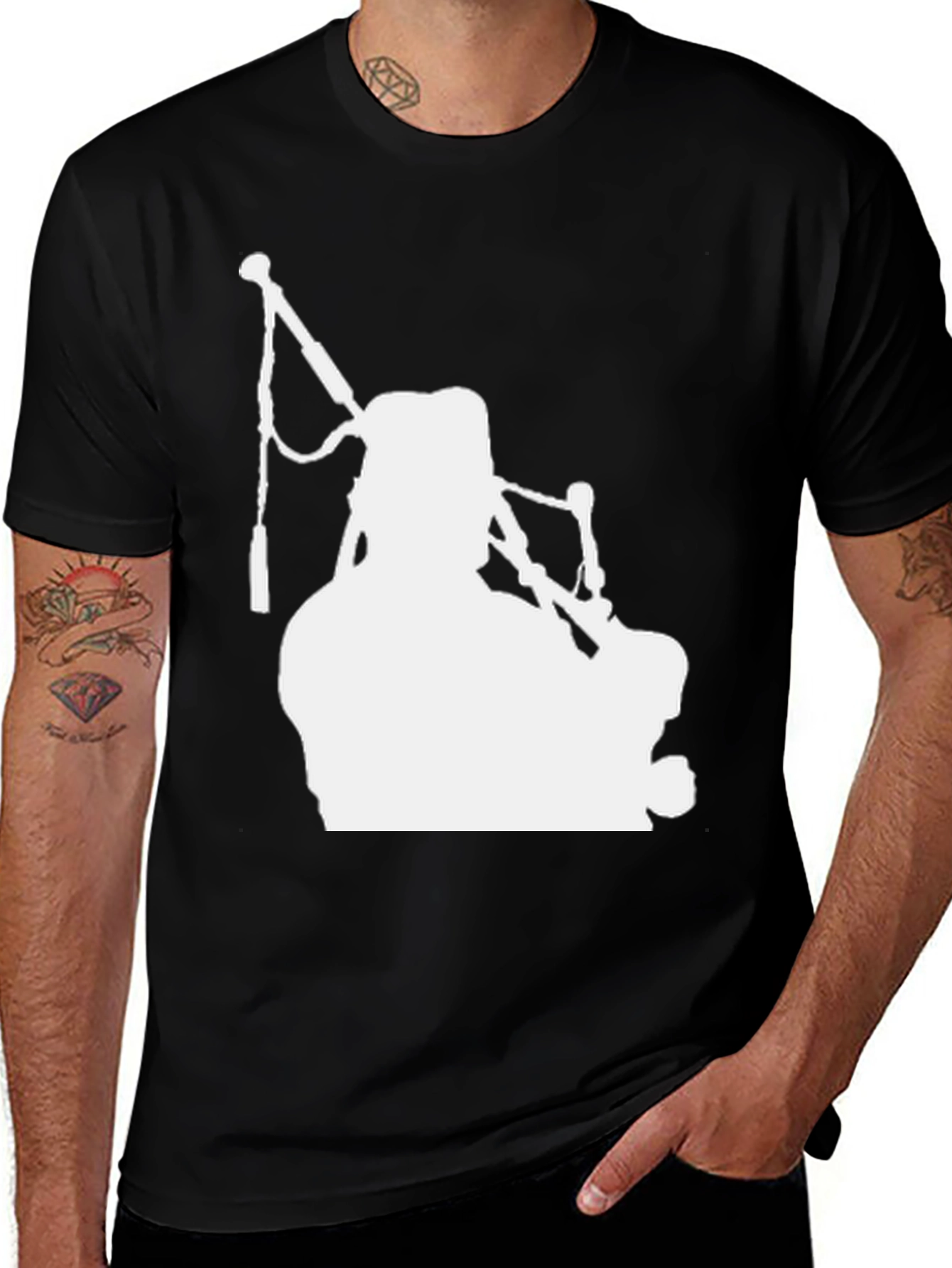Bagpipe Silhouette T-Shirt - Black