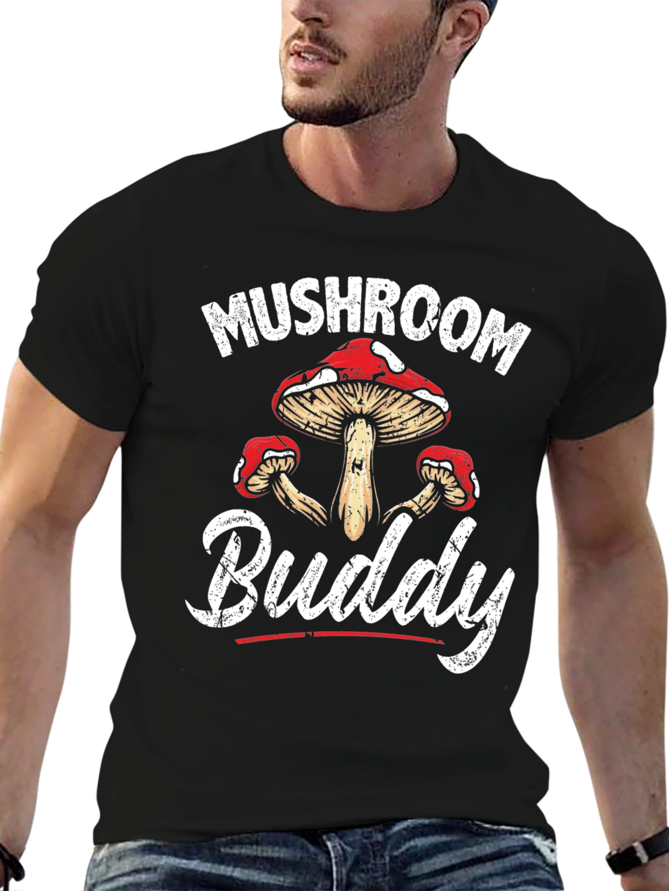 Mushroom Buddy Graphic Tee - Fungi Lover Shirt
