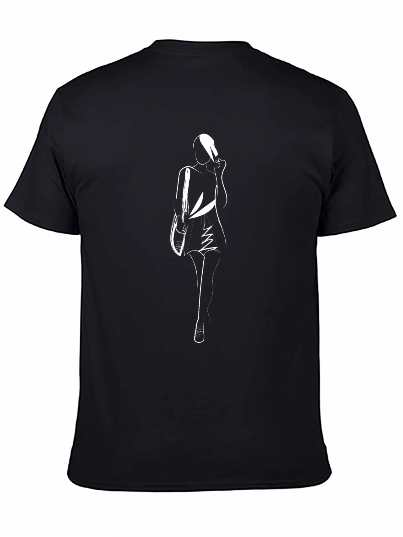 Black T-Shirt with Chic White Woman Design