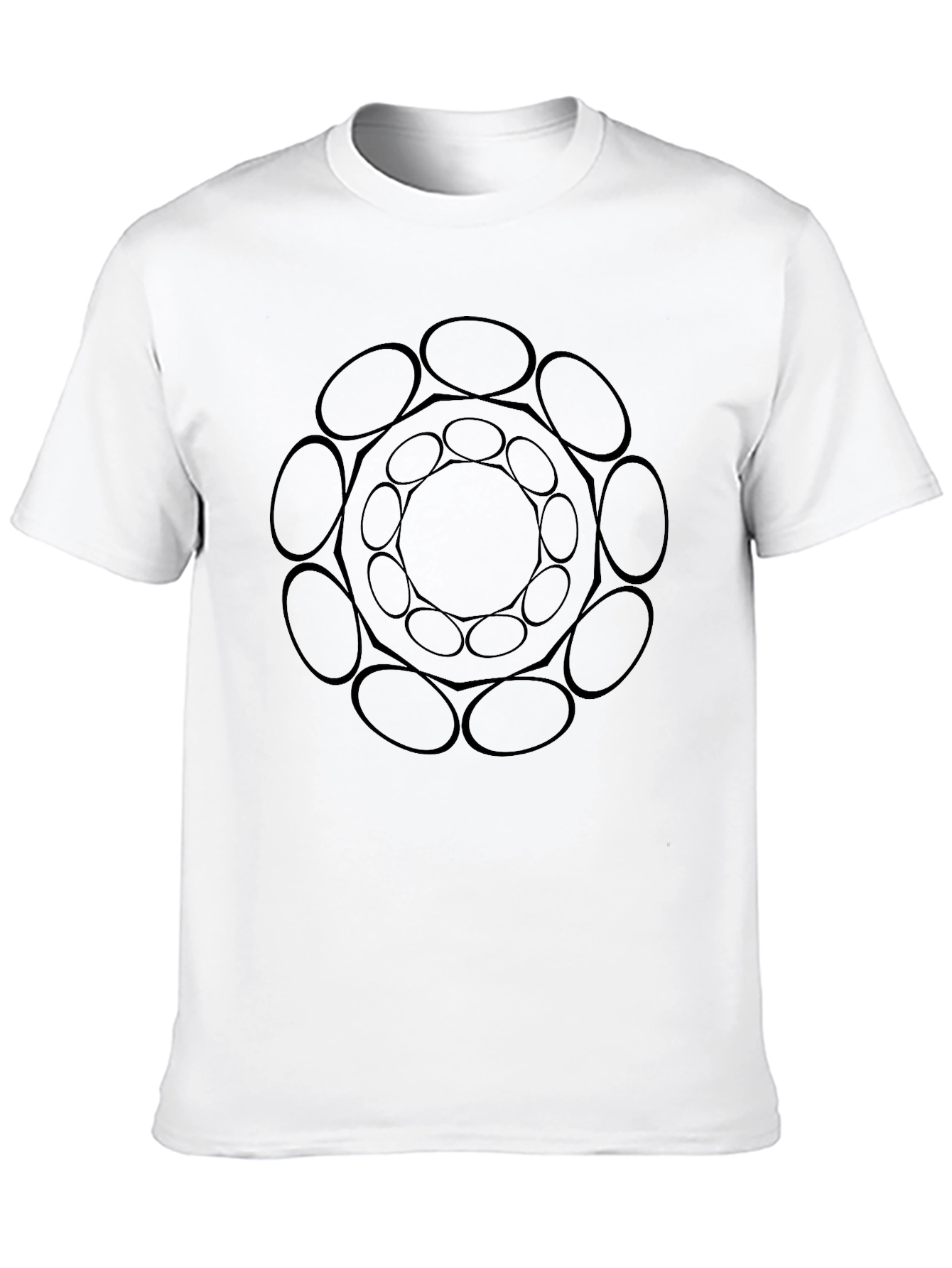 Abstract Geometric Circle Design Black T-Shirt