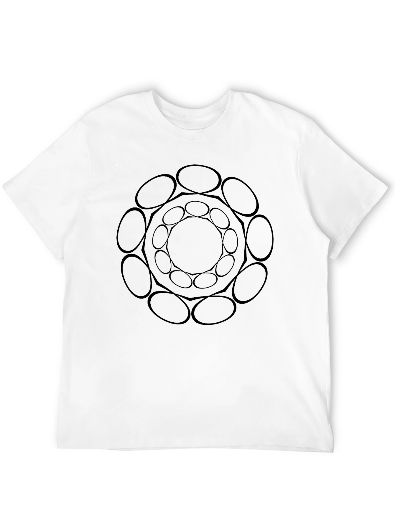 Abstract Geometric Circle Design Black T-Shirt