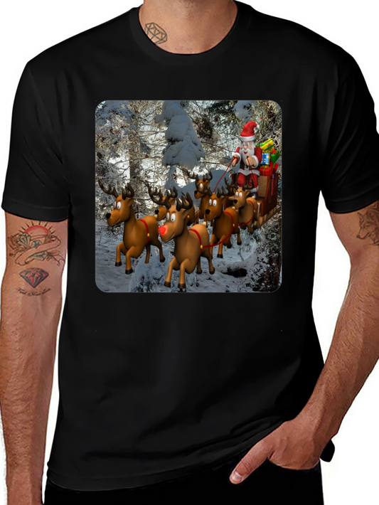 Santa Reindeer T-Shirt - Festive Holiday Tee