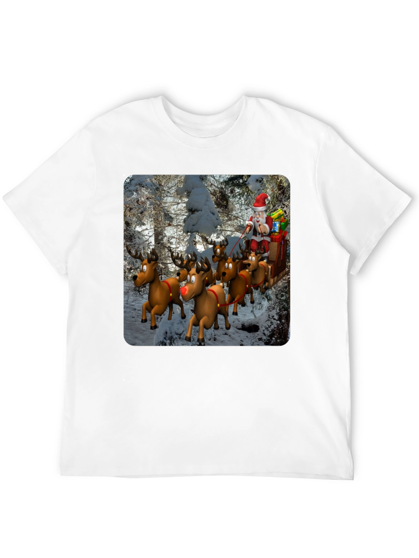 Santa Reindeer T-Shirt - Festive Holiday Tee