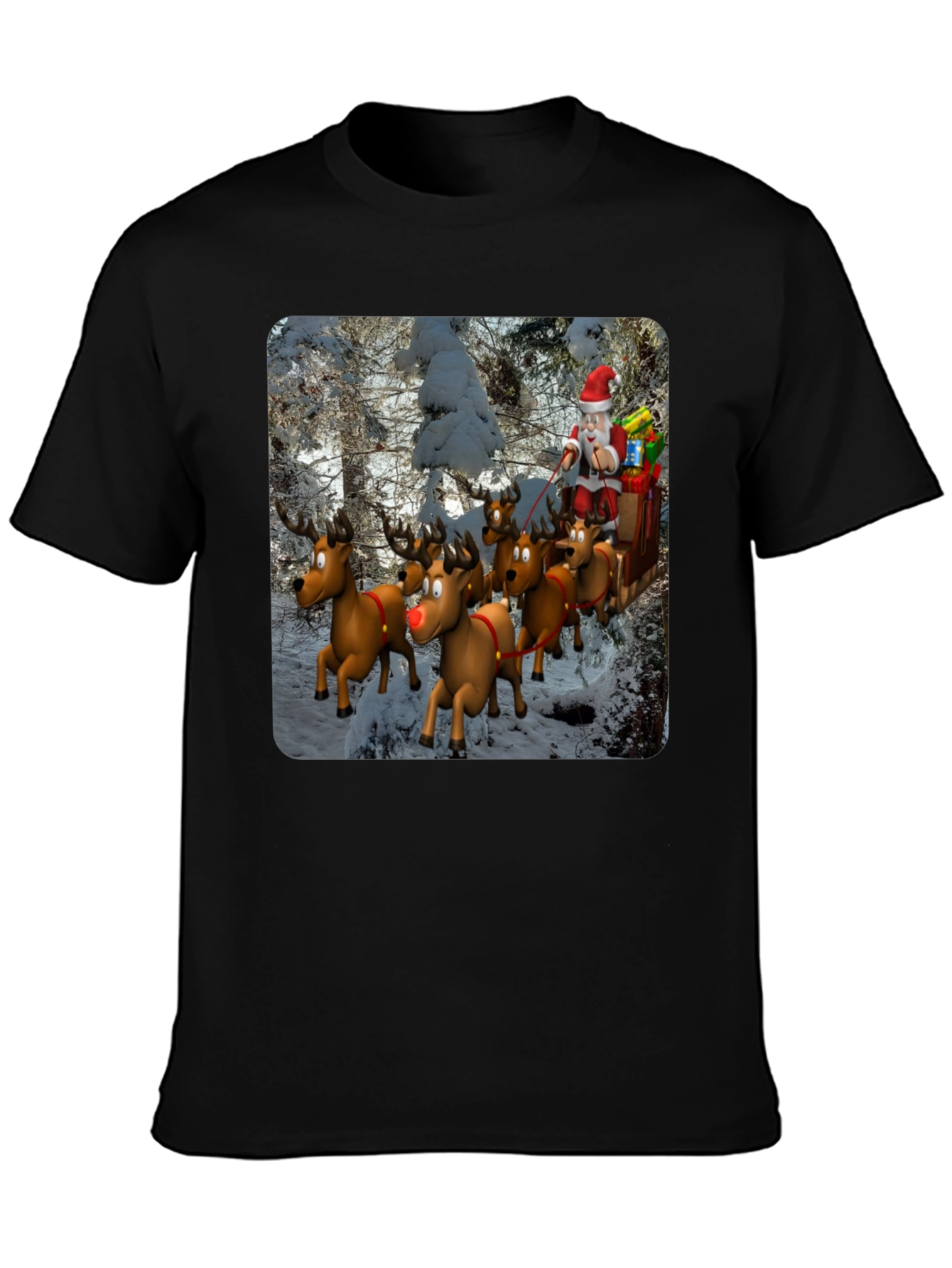 Santa Reindeer T-Shirt - Festive Holiday Tee