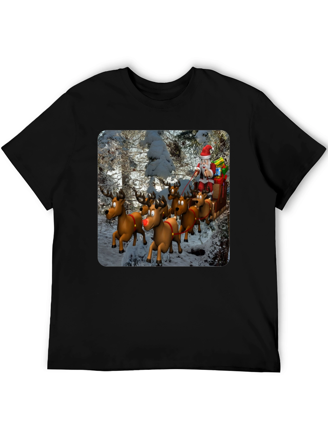 Santa Reindeer T-Shirt - Festive Holiday Tee
