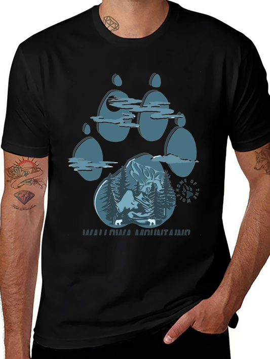 Wallowa Mountains Wolf Paw Print T-Shirt