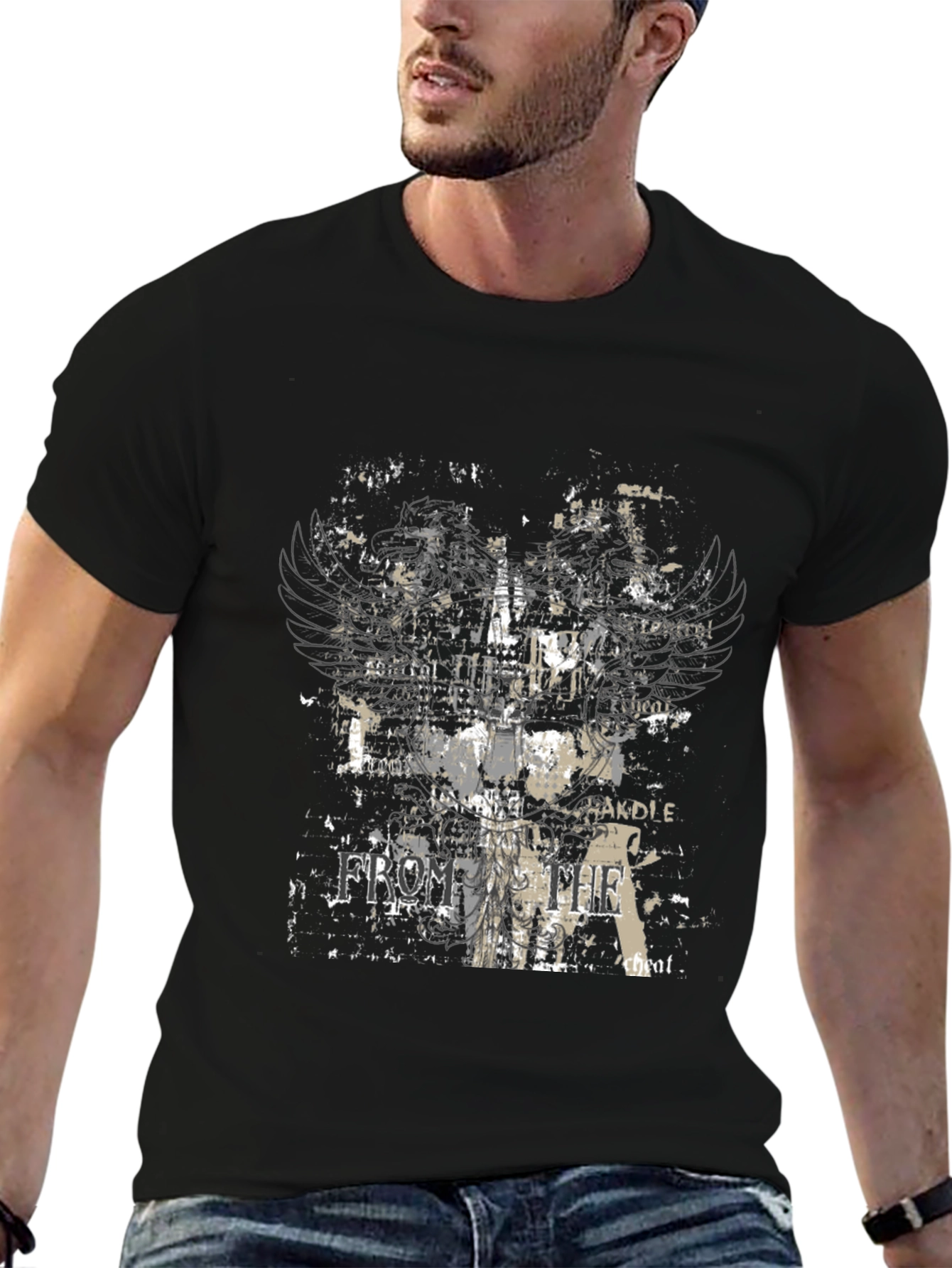 Edgy Graphic Print Black Tee
