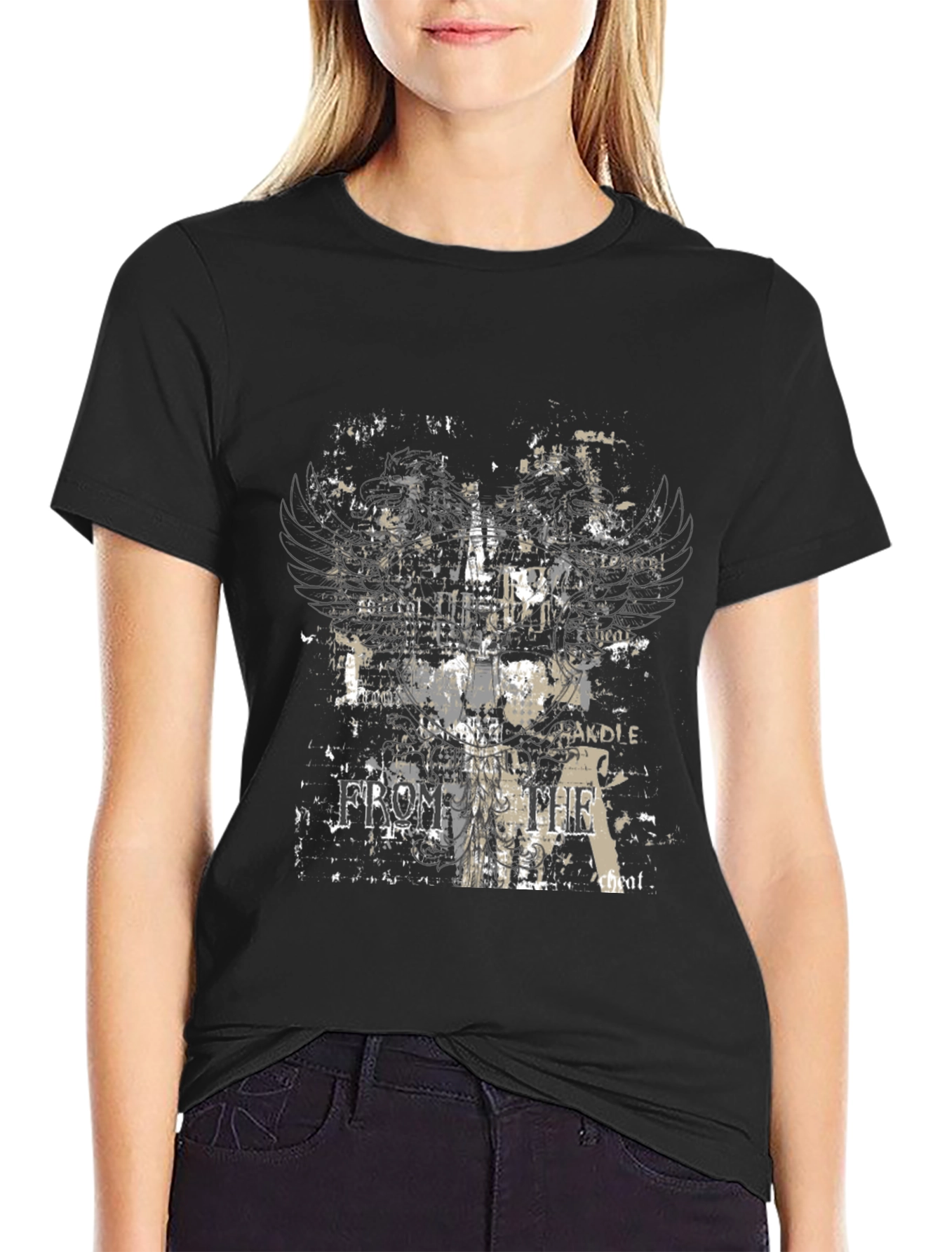 Edgy Graphic Print Black Tee
