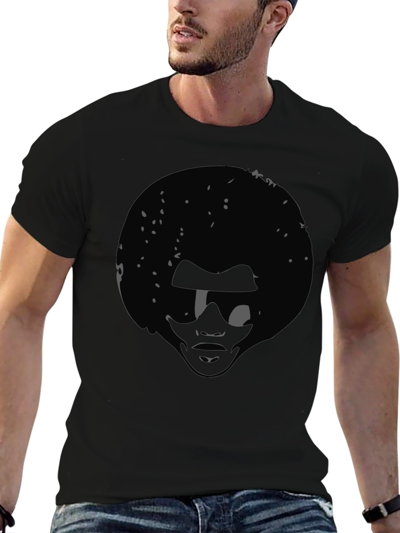 Retro Afro Silhouette T-Shirt - Cool Black Tee