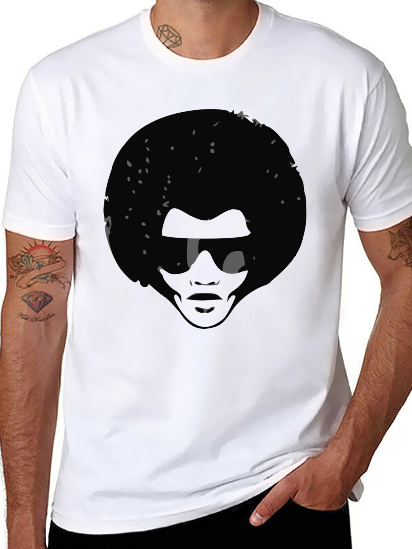 Retro Afro Silhouette T-Shirt - Cool Black Tee