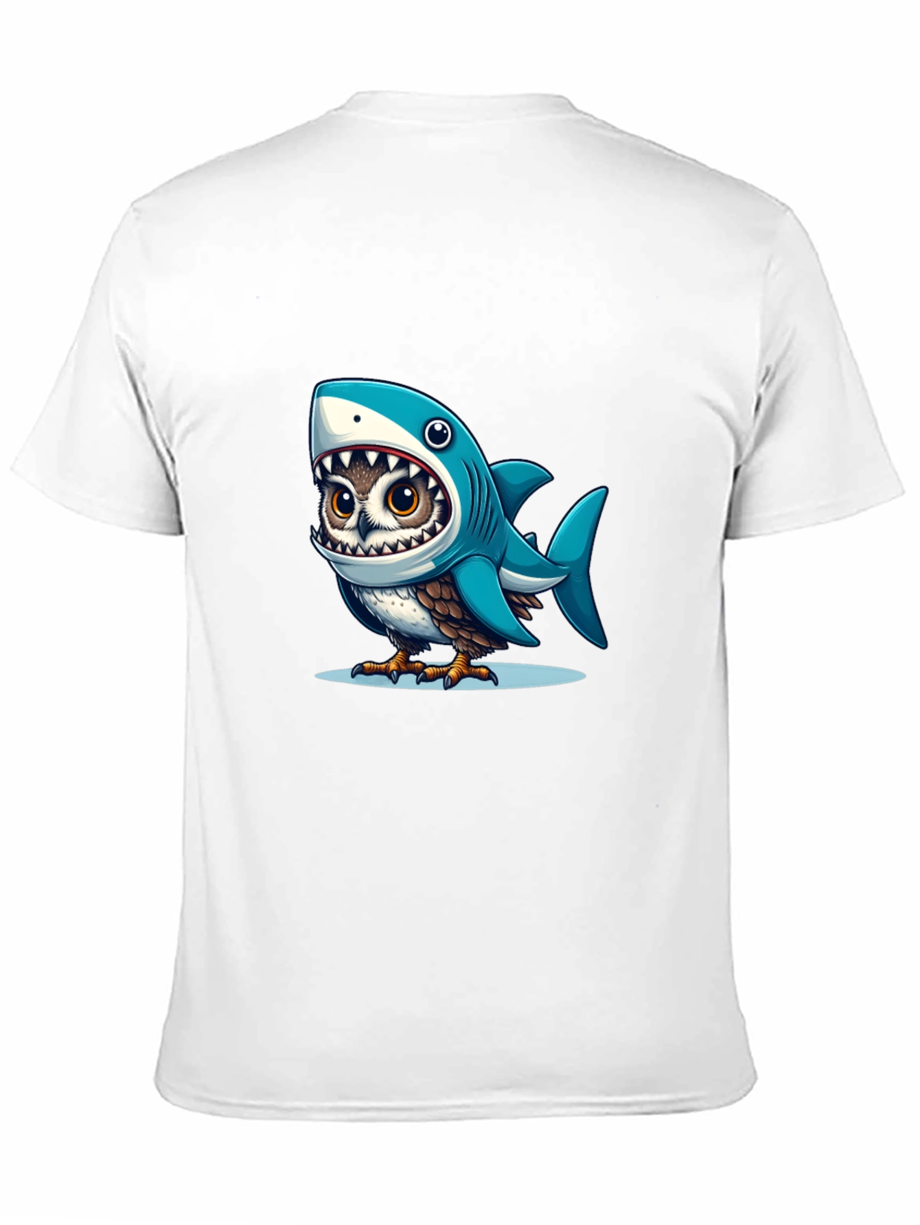 Shark Owl Graphic Tee - Unique Cartoon Design