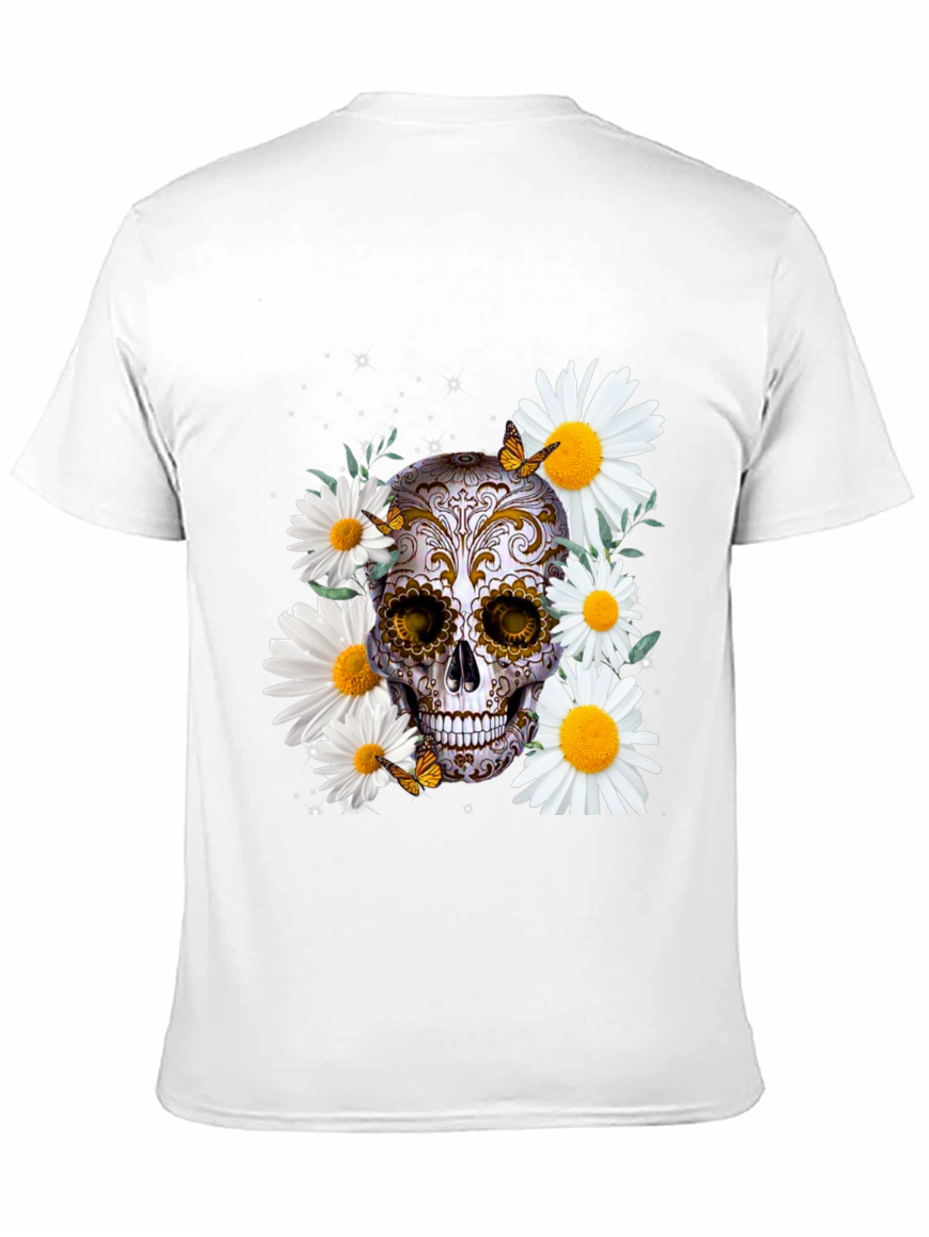 Skull and Daisy Graphic Tee - Mens Black T-Shirt