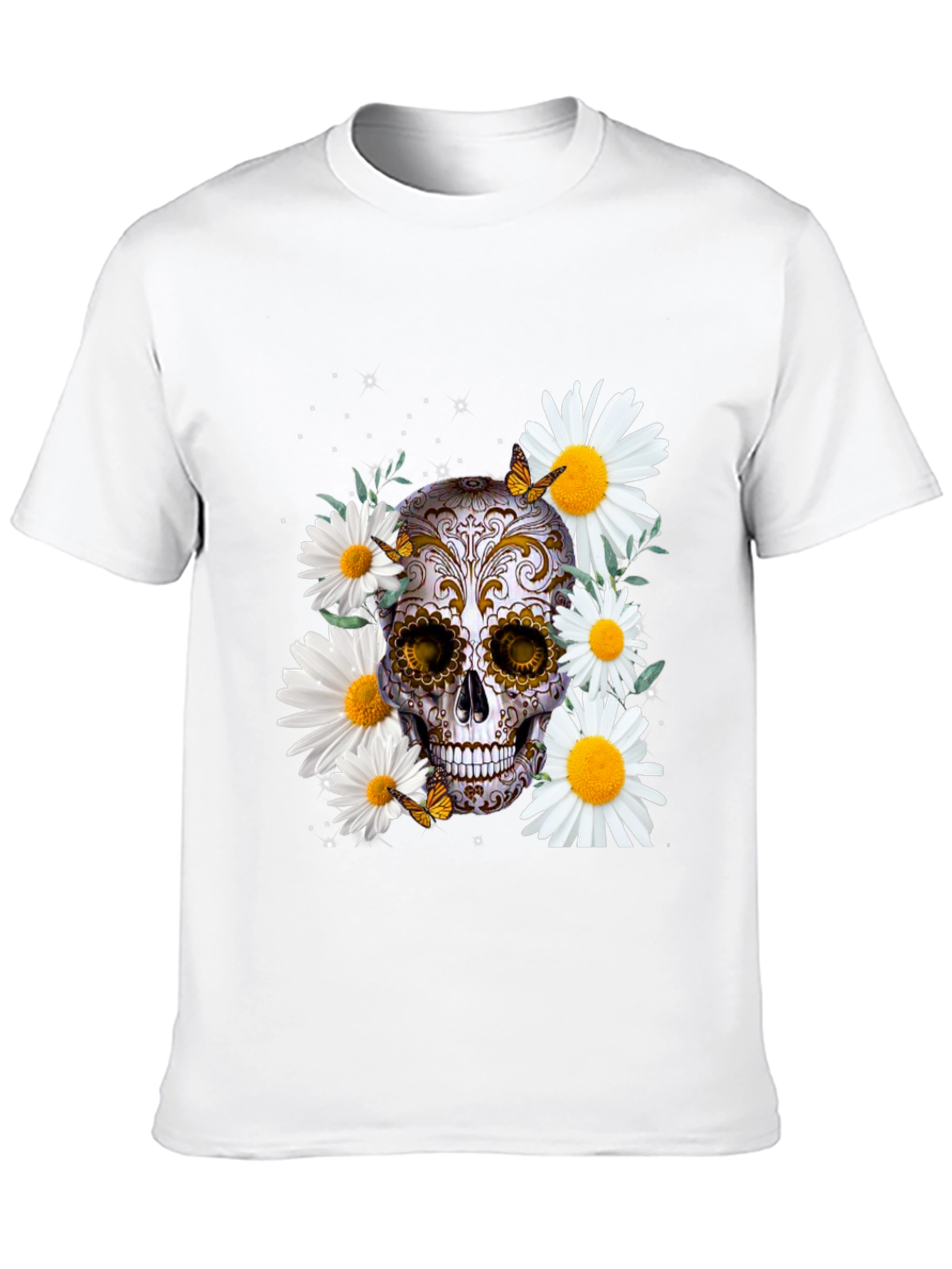 Skull and Daisy Graphic Tee - Mens Black T-Shirt
