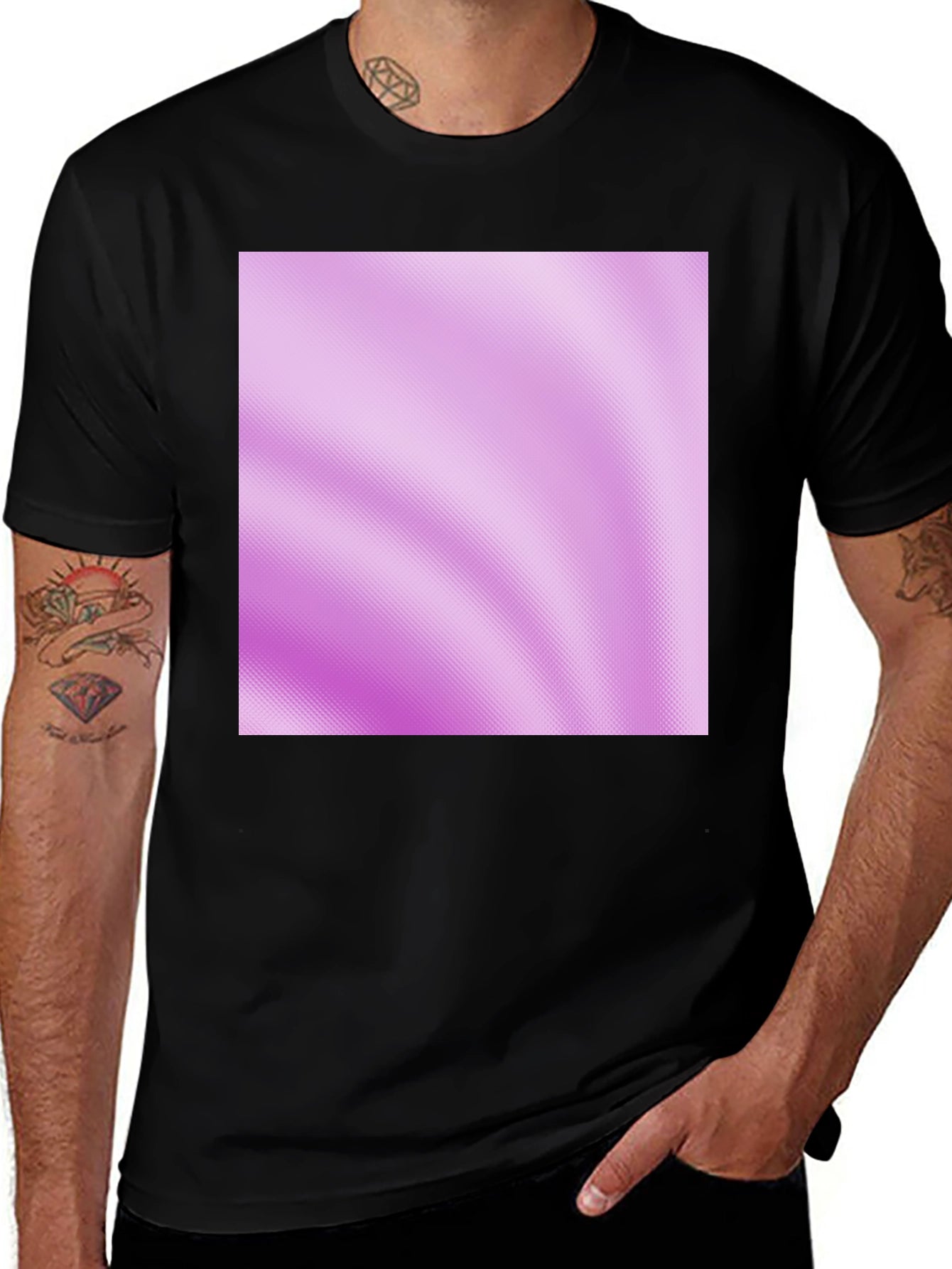 Stylish Black Crew Neck Tee with Pattern