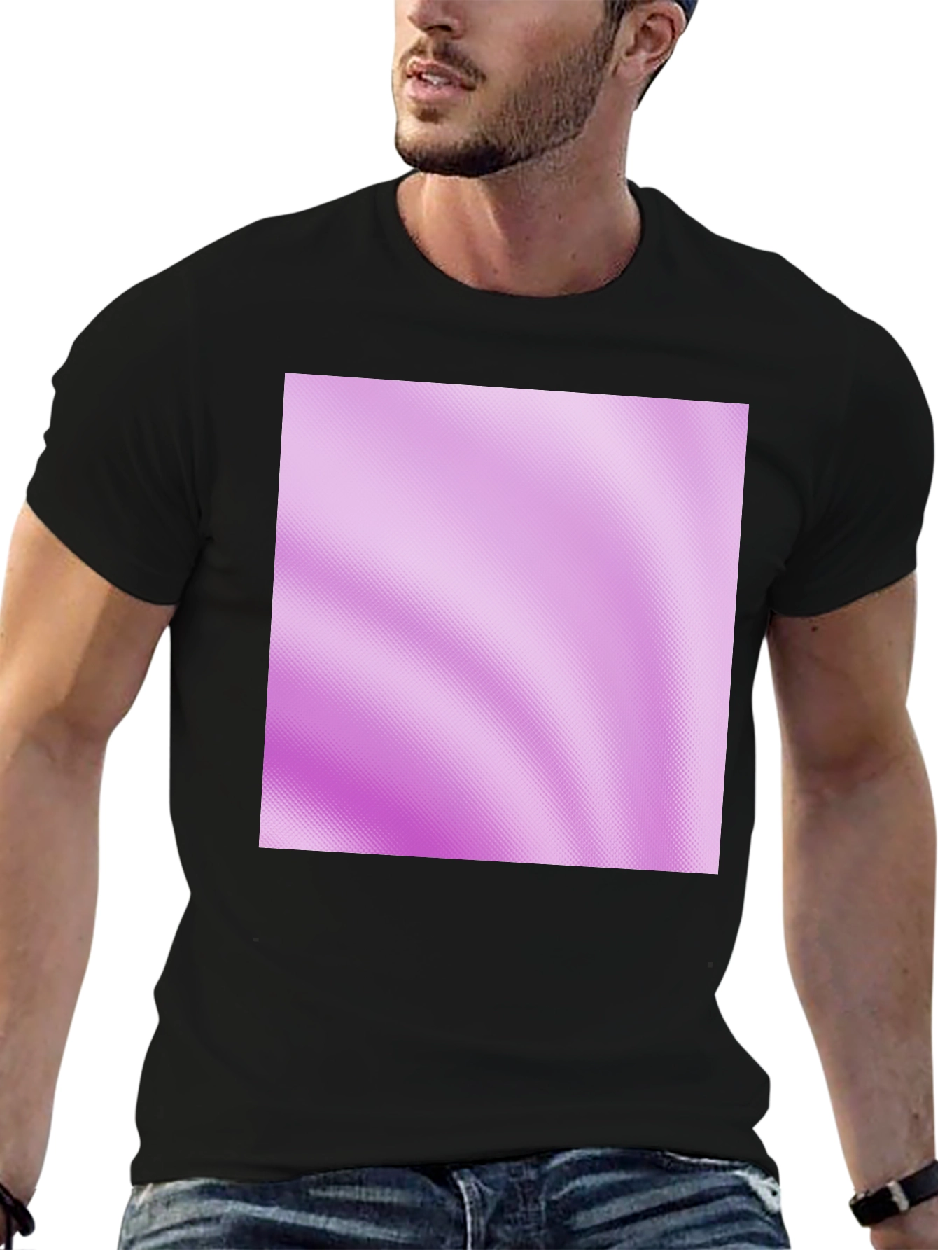 Stylish Black Crew Neck Tee with Pattern