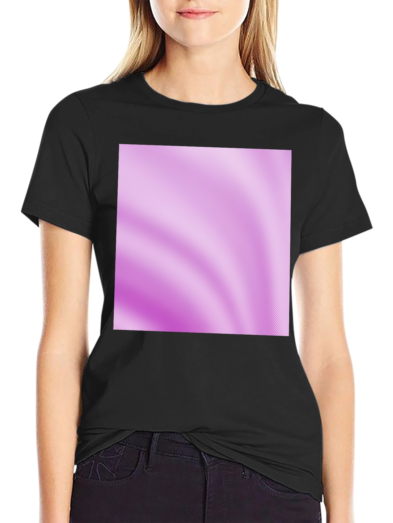 Stylish Black Crew Neck Tee with Pattern