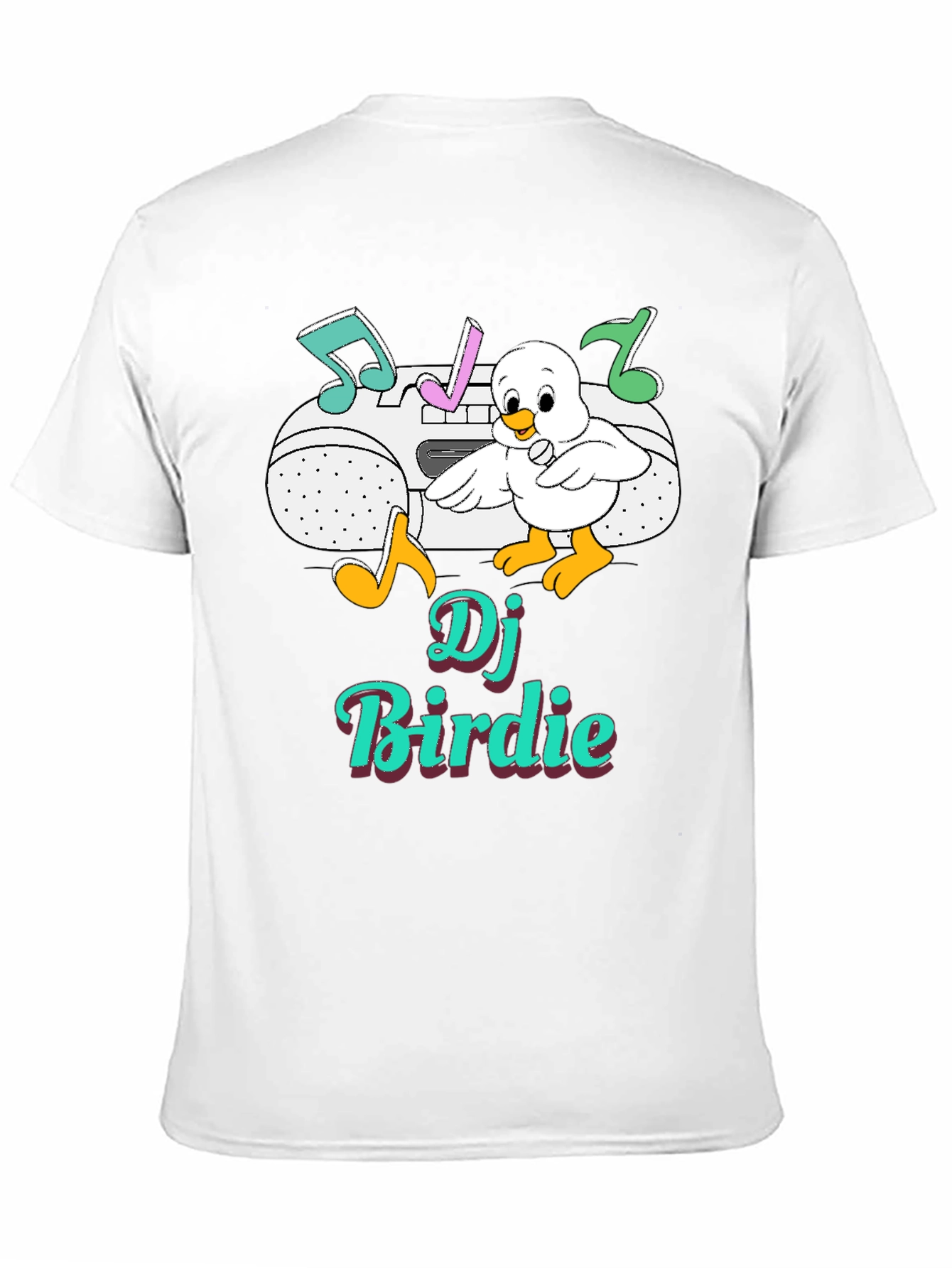 DJ Birdie Graphic Tee - Retro Boombox Design