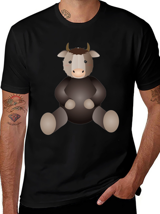 Cute Cartoon Yak Black T-Shirt