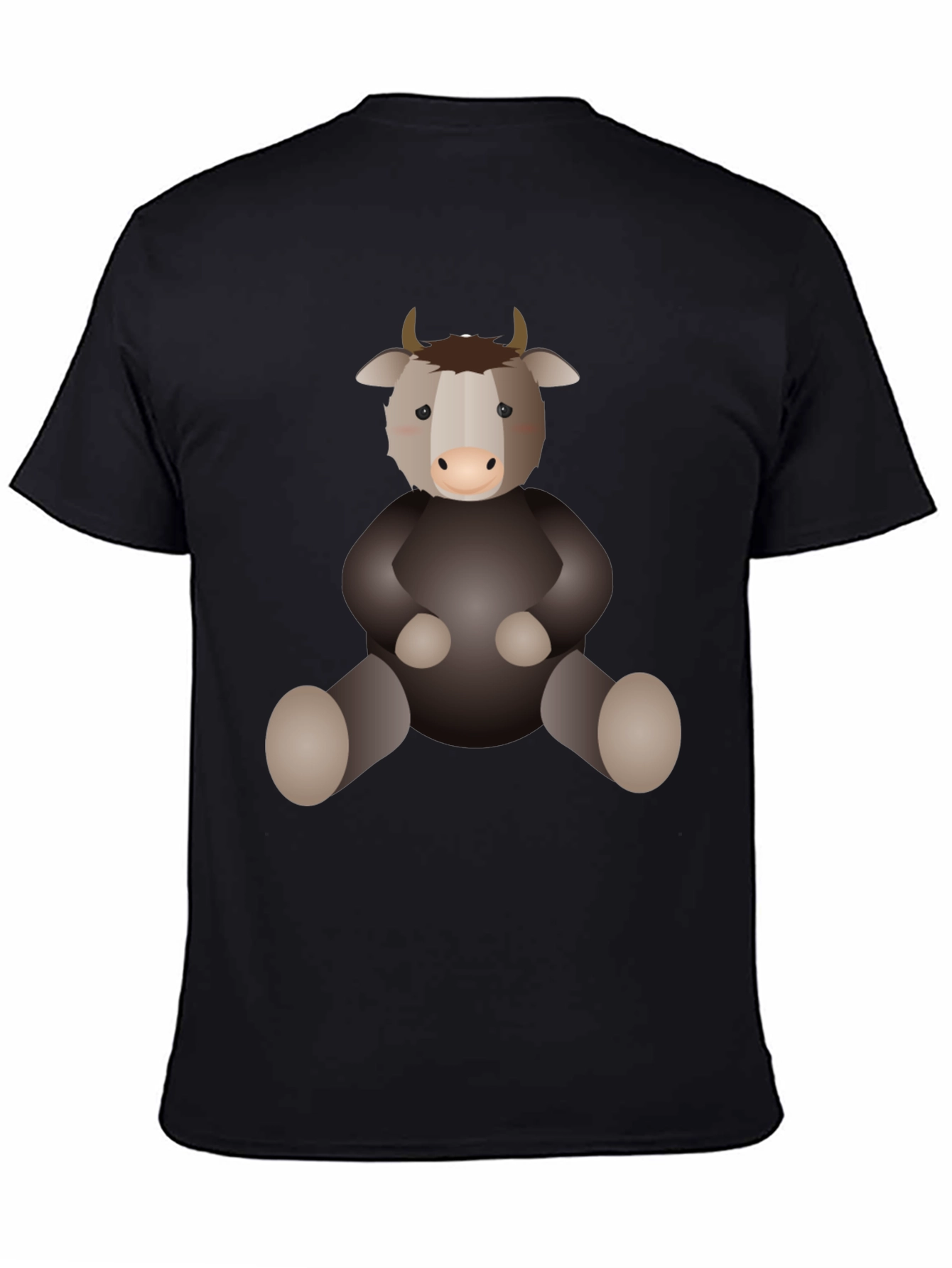 Cute Cartoon Yak Black T-Shirt