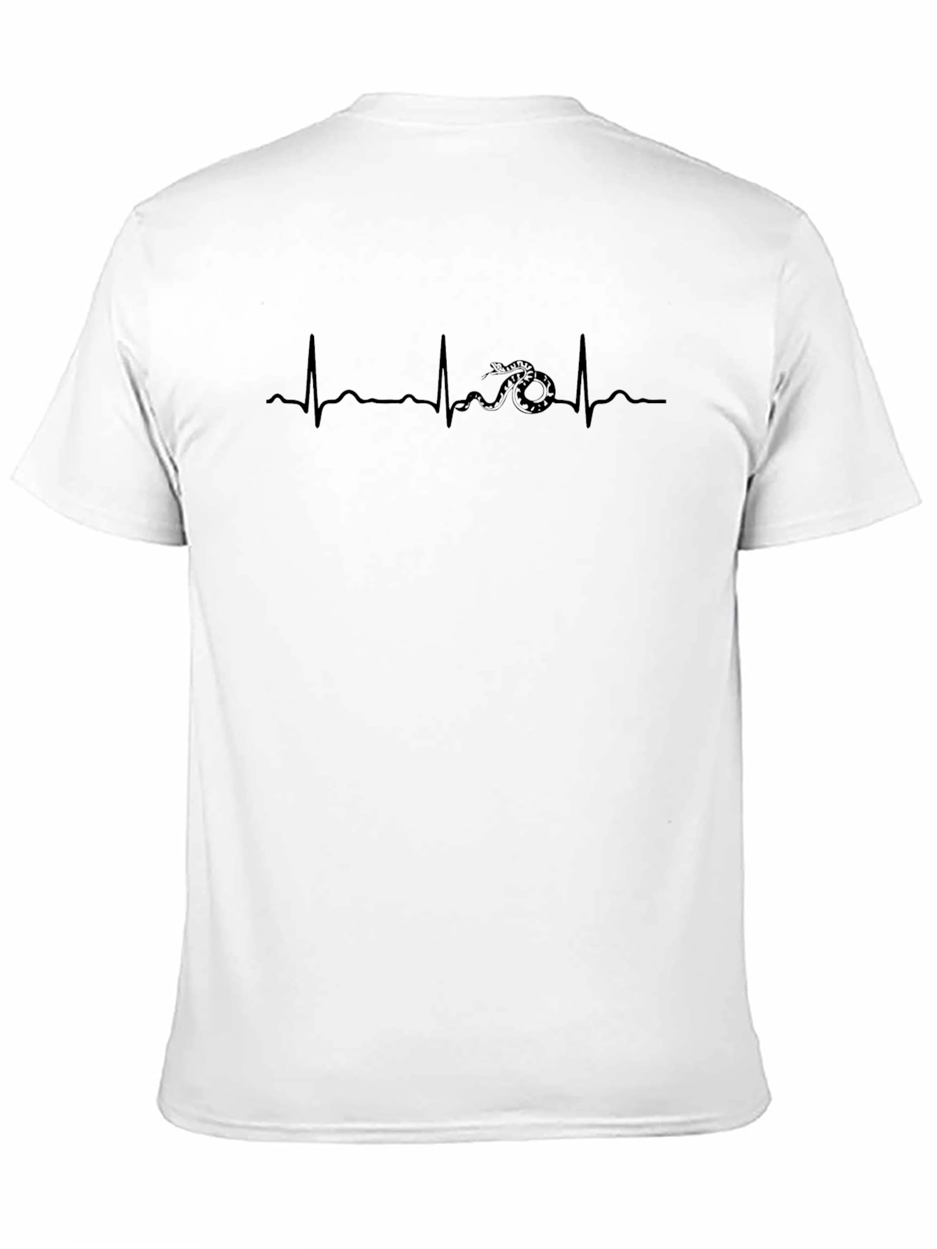 Snake Heartbeat Graphic Tee - Black Crew Neck T-Shirt