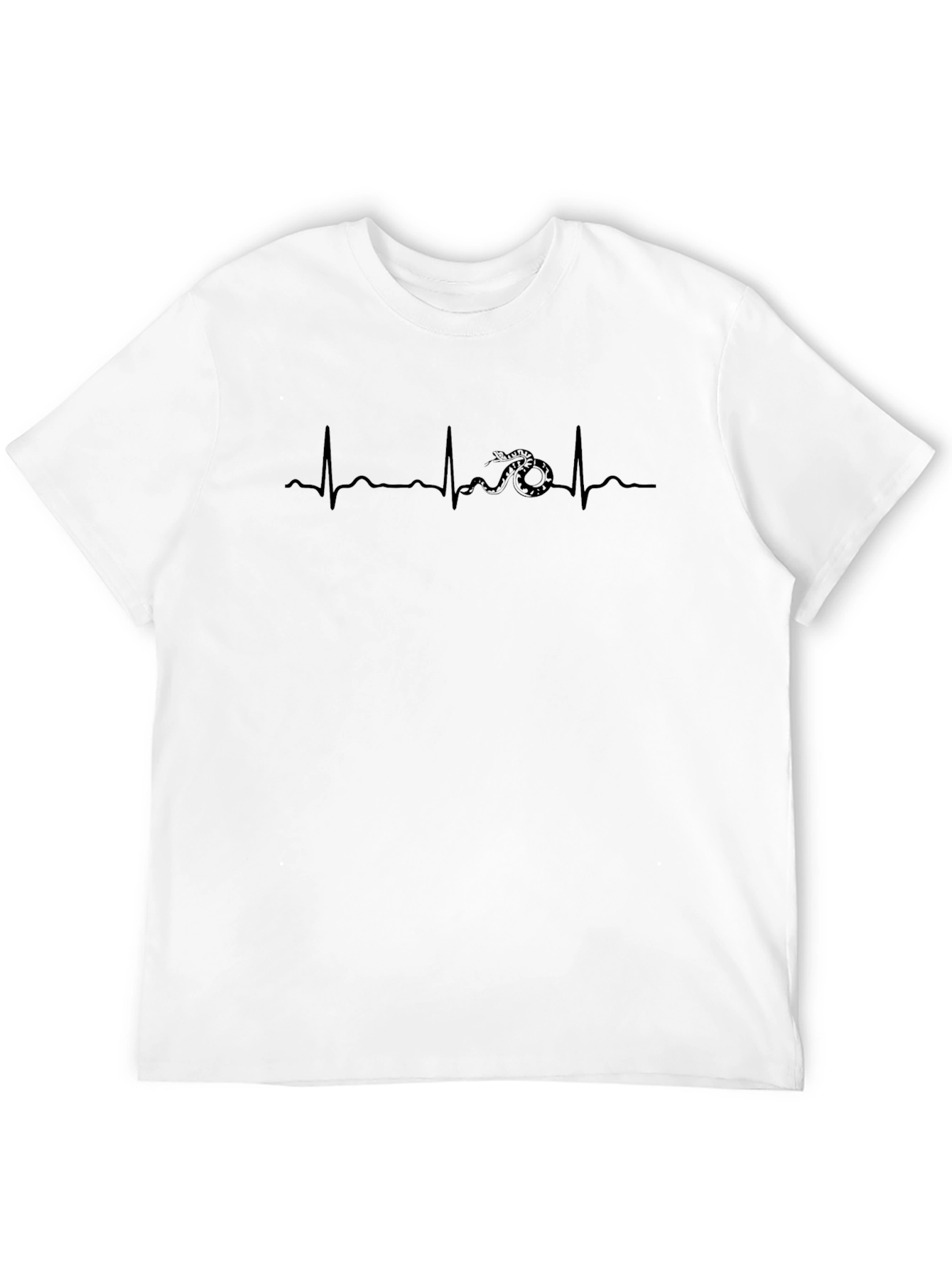 Snake Heartbeat Graphic Tee - Black Crew Neck T-Shirt